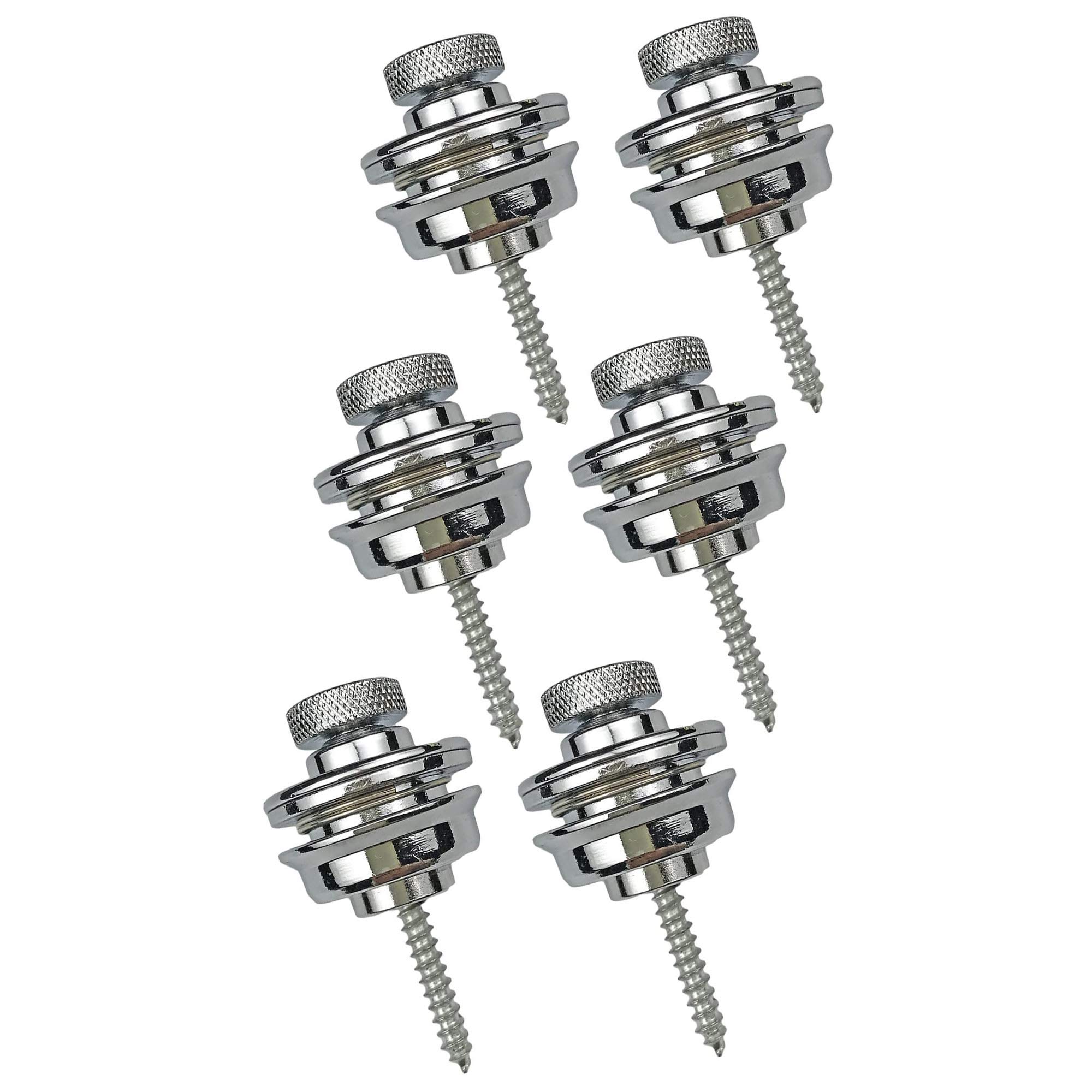 Pofet 1# 6Pcs Guitar Strap Locks Guitar Strap Buttons Metal Straplocks Anti-Stripping Quick Release Bass Locks With Mounting Screws For Electric Acoustic Guitar Replacement Silver