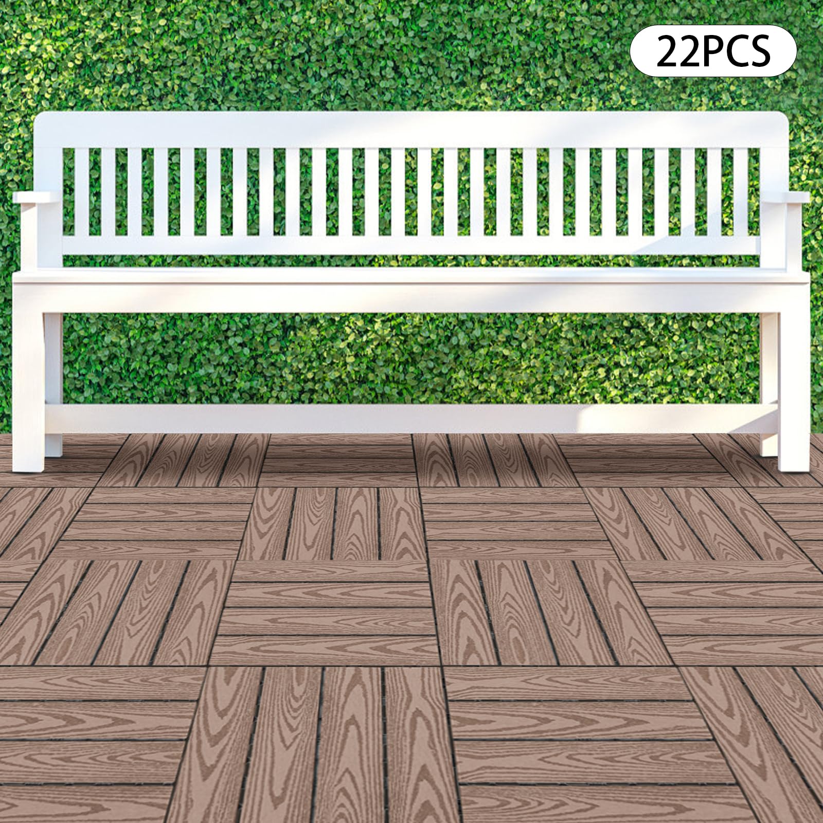 Lot De 27 Dalles De Terrasse WPC Emboîtable Carrelage Extérieur Composite Bois, Revêtements De Sol Bois-Plastique Lames De Terrasse, Pour Jardins Terrasses Balcons Salon Chambre D'autres