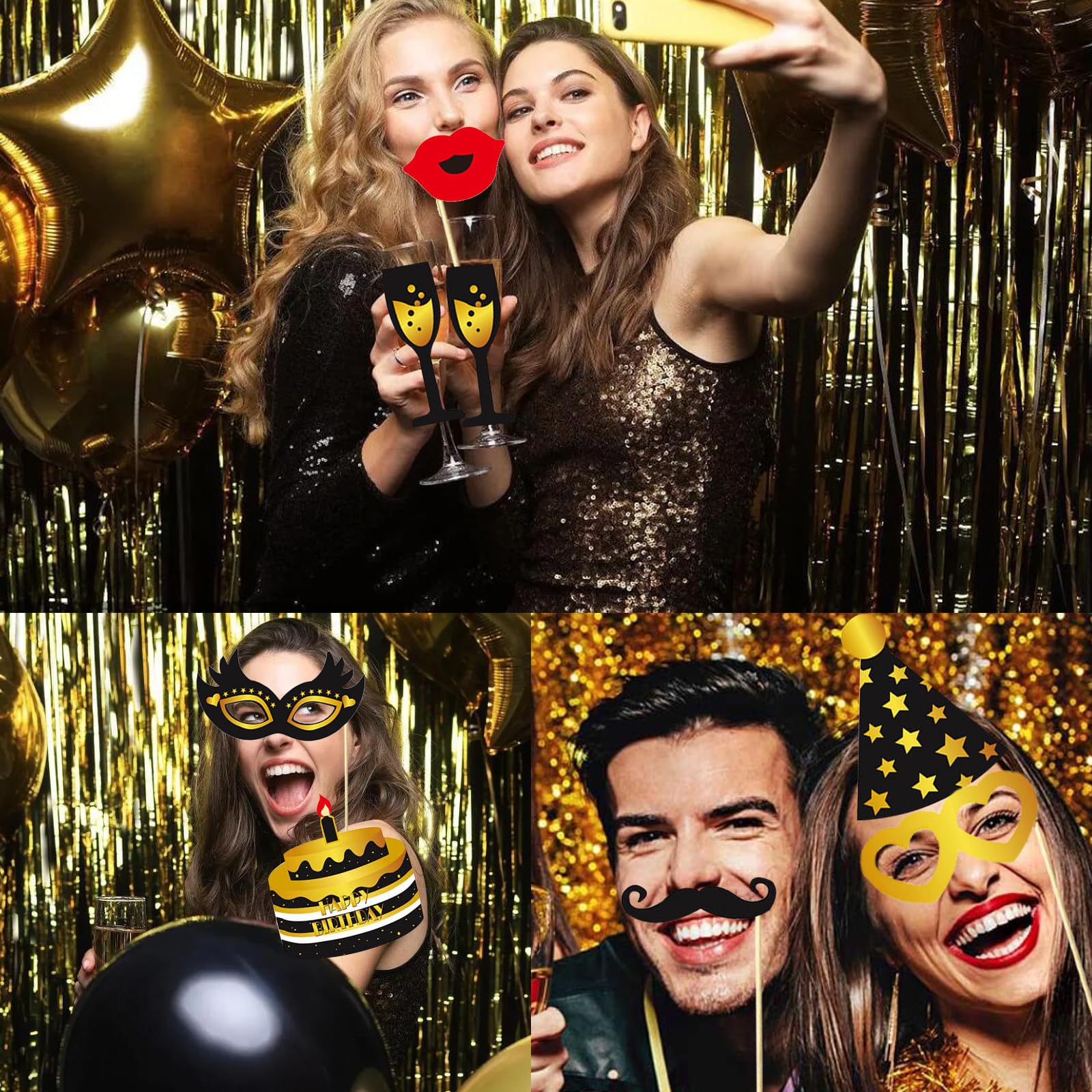 30 Pcs Accessoires De Photobooth Anniversaire, LMSHOWOWO Haute Qualité