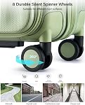 Hanke 16 Inch Expandable Under Seat Luggage with Wheels Top Opening Small Suitcase with Wheels Carry On Luggage Airline Approved Lightweight Hard Shell Suitcases for Weekender Overnight-Bamboo Green