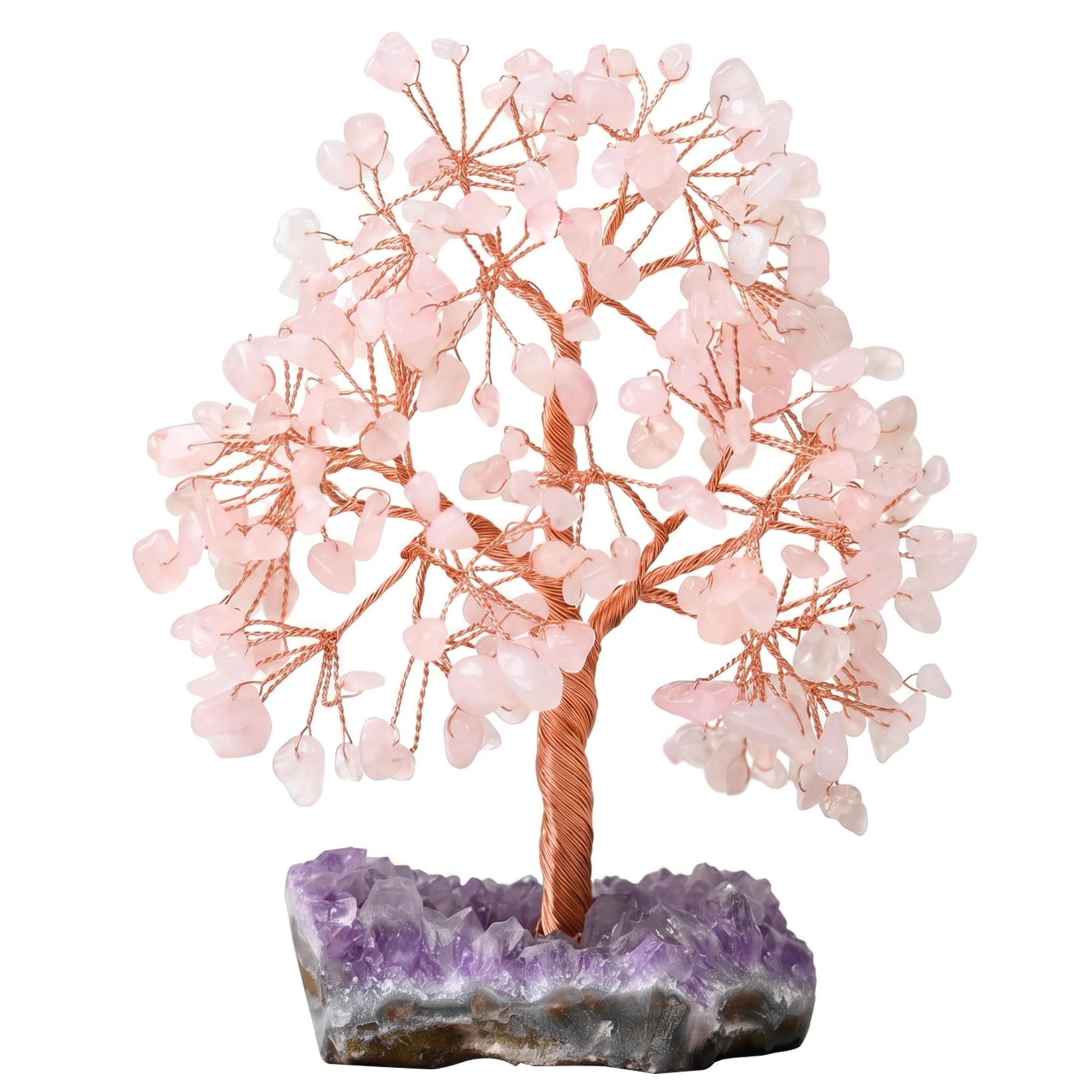 Crystal Tree, Multi-Branch Crystal Tree With Amethyst Cluster Base – Home & Office Decor For Women