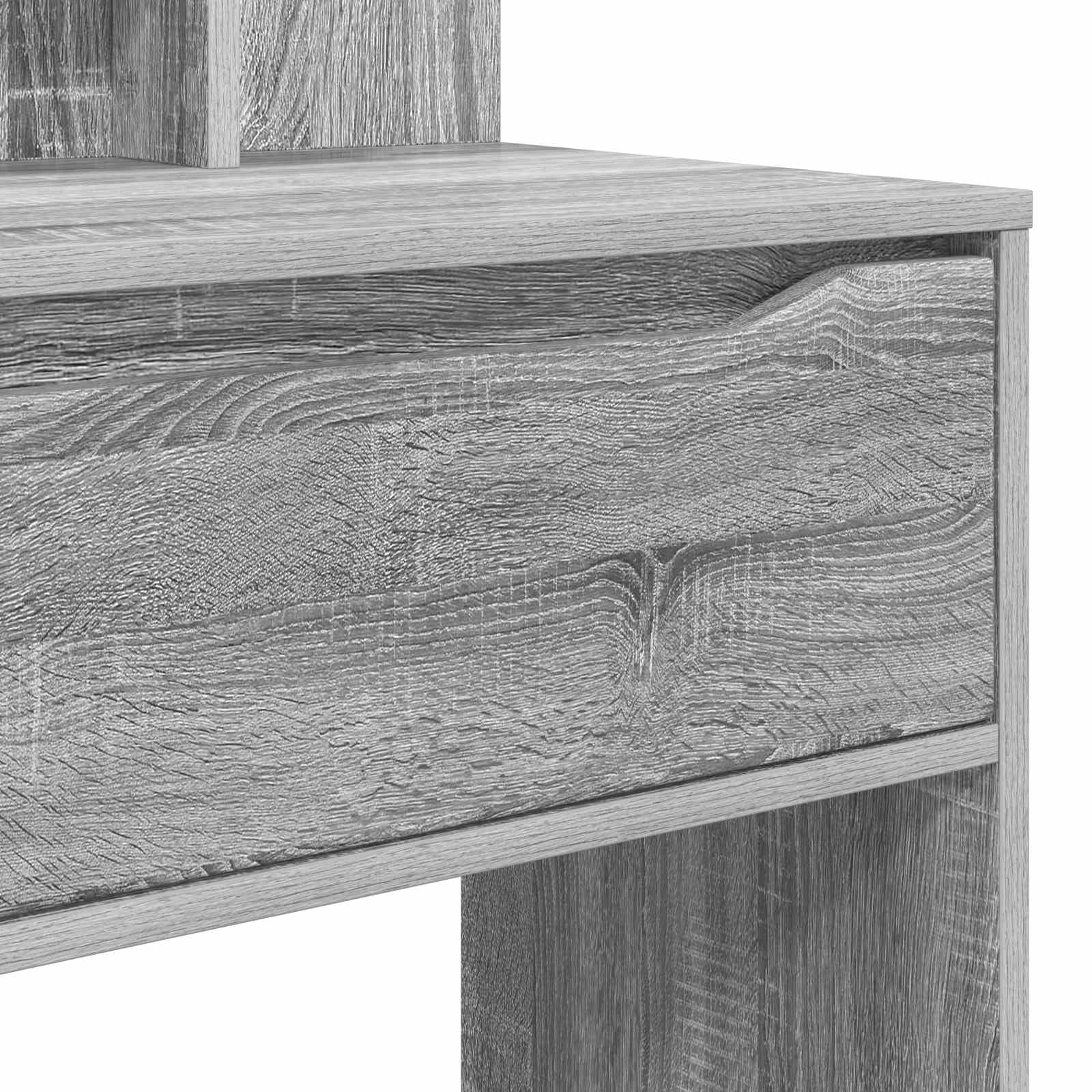 Générique Schminktisch mit Schublade, Grau, Sonoma Holz | Hollywood-Beleuchtung, integriertes kabelloses Ladegerät, Beleuchtung mit Kippfunktion, für Schlafzimmer