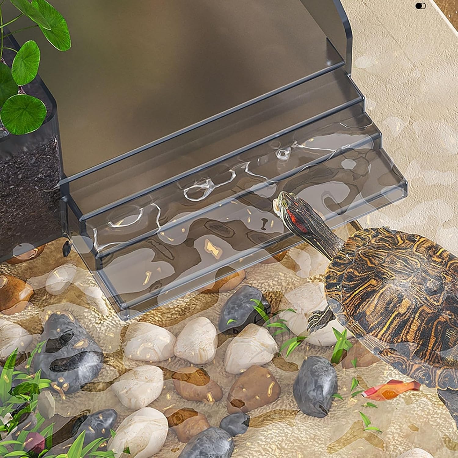 Tank-Aquarium, Komplettes Startergehäuse for Wasserschildkröten Mit Filter, Sumpfschildkrötensee Wasserpumpe, for Den Lebensraum Von Haustier-Reptilien(L-19.5 * 8.5 * 8.3in)