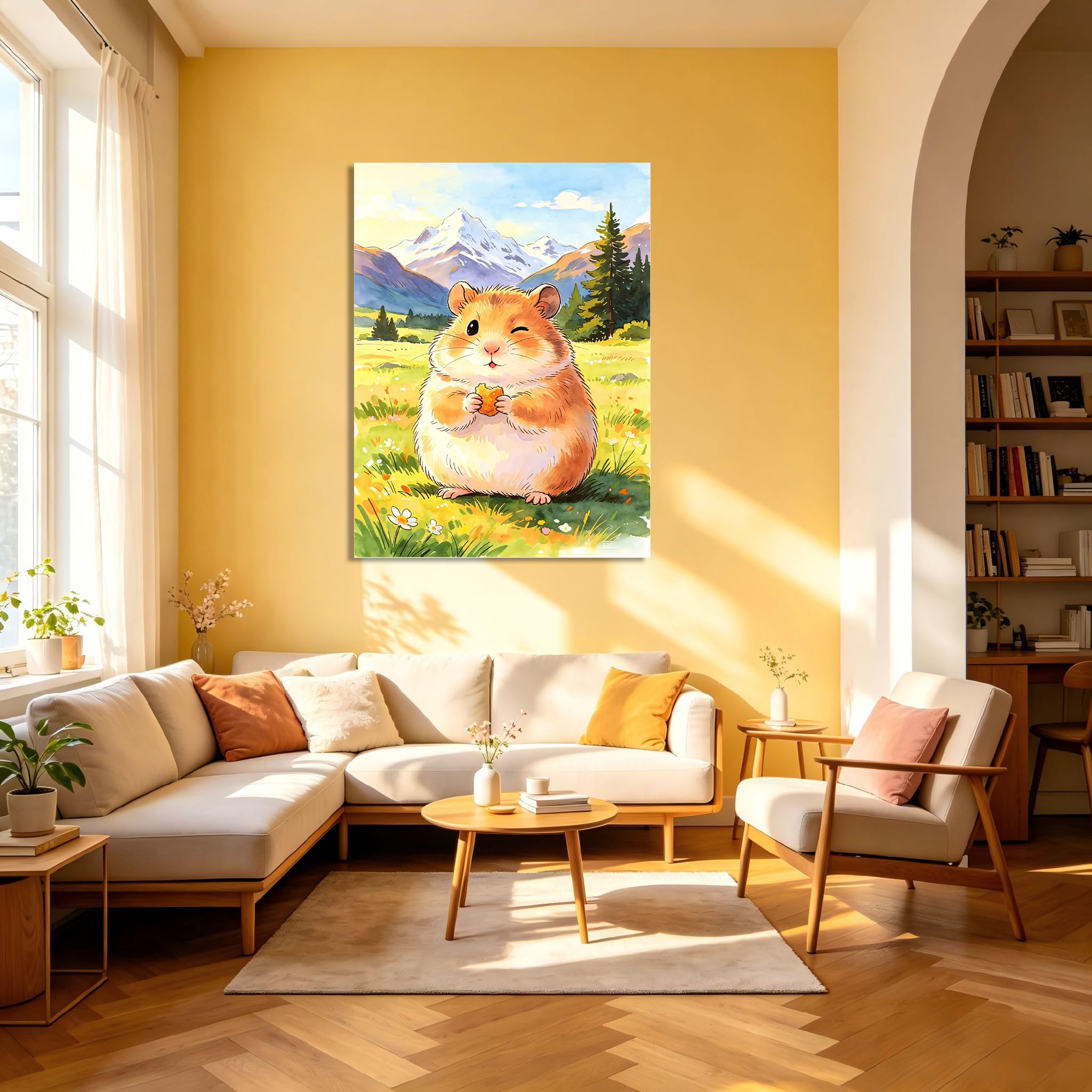TNGHHSGA Cuentos de Aventuras de Zizi 41Cuadro en Lienzo de Hámster Adorable, Arte de Pared Infantil, Decoración para Habitación de Niños, Dormitorio y Guardería40x52cm Lienzo envuelto