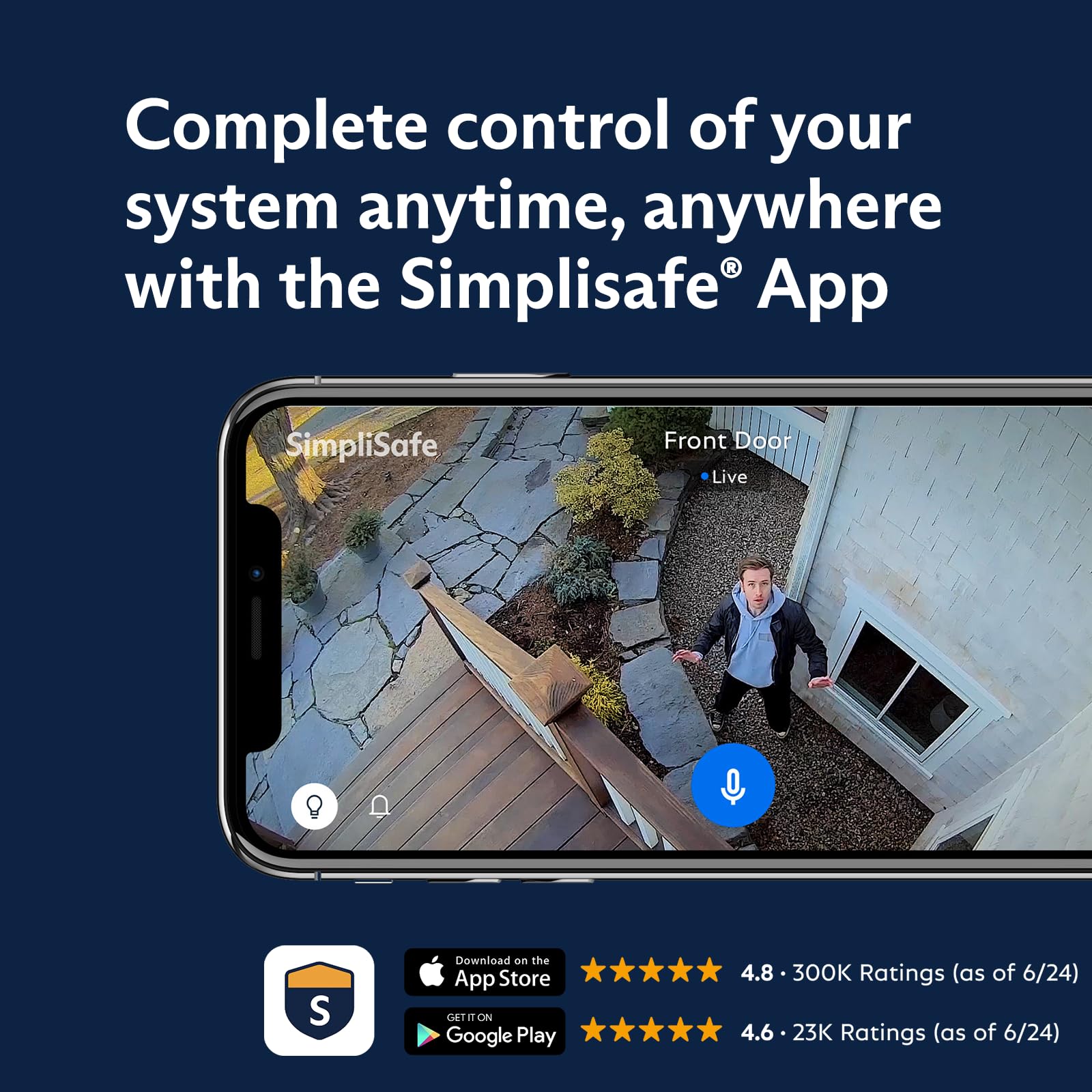 SimpliSafe 6 Piece Wireless Home Security System with Outdoor Camera - Optional 24/7 Professional Monitoring - No Contract - Compatible with Alexa and Google Assistant