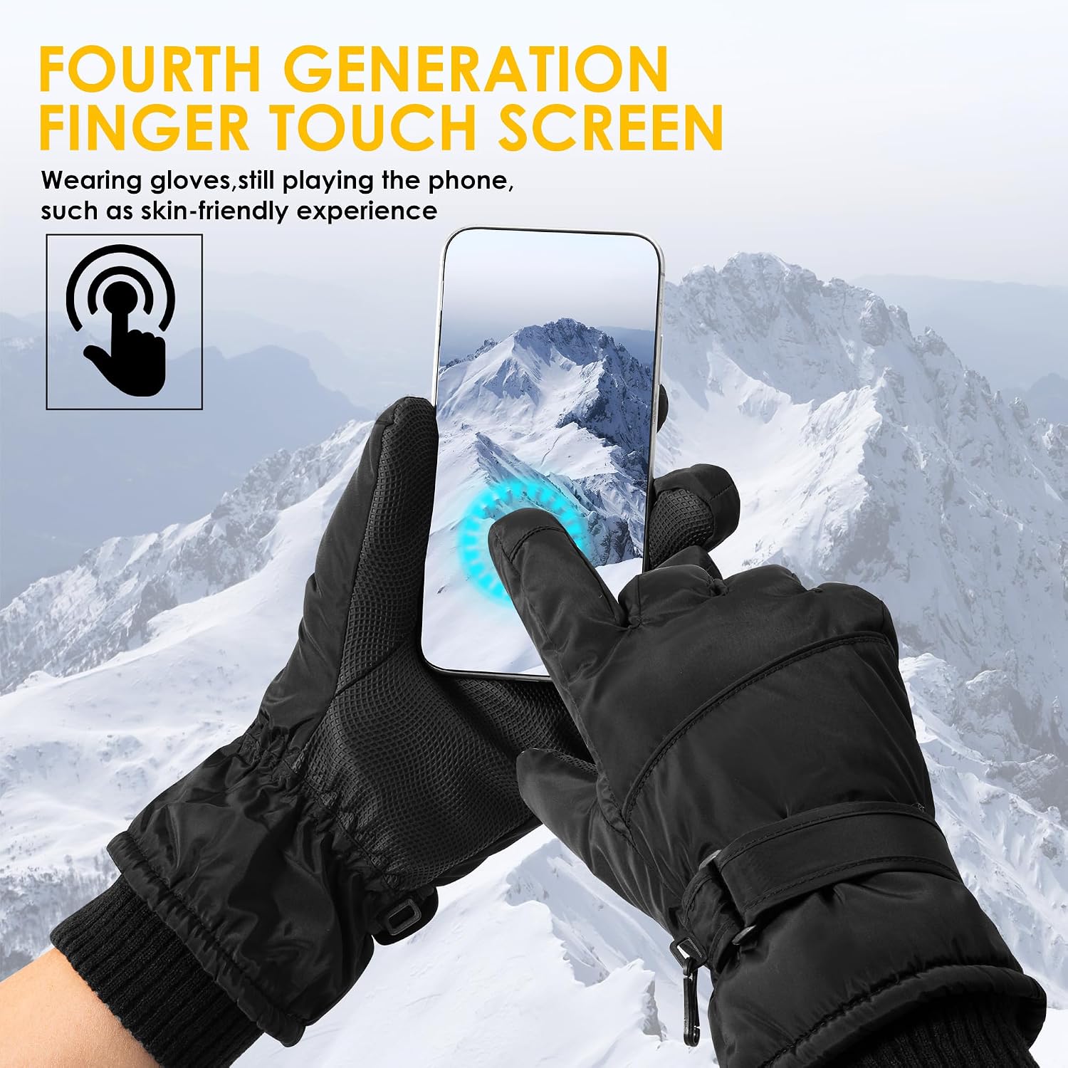 Women Ski Gloves，Touchscreen Windproof and Waterproof Gloves Winter Thermal Warm Snow Glove for Skiing Cycling Snowboard for Women Men