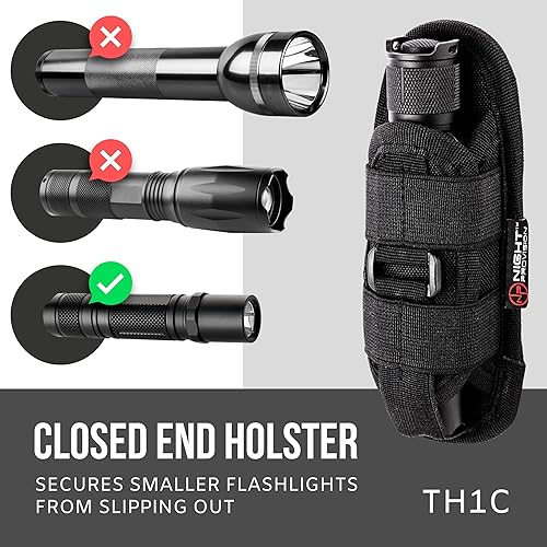 Miniatura 8 de TH1 Tactical Flashlight Holster Duty Belt Pouch Stretchable Rotatable Clip 360 Degree Holder for Police Military Security Belt