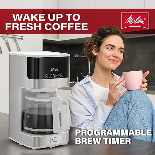 Miniatura 2 de Melitta Cafetera de goteo de vidrio Aroma Tocco  Cafetera programable  Cafetera de jarra de vidrio  Cafetera de 10 tazas  Panel de control táctil