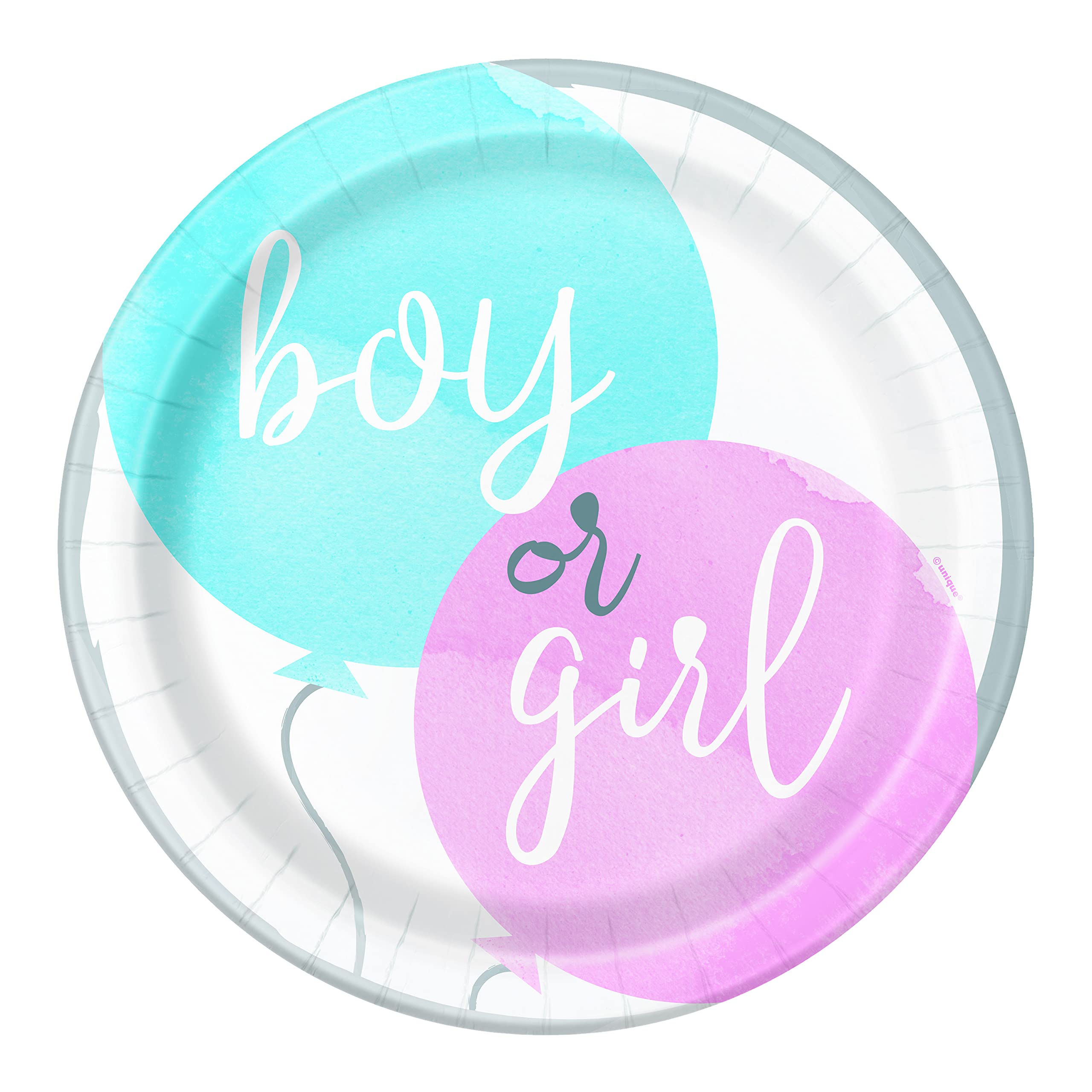 Unique 76085EU - Eco-Friendly Paper Plates - 23 cm - Gender Reveal Baby Shower - 8 Count (Pack of 1)