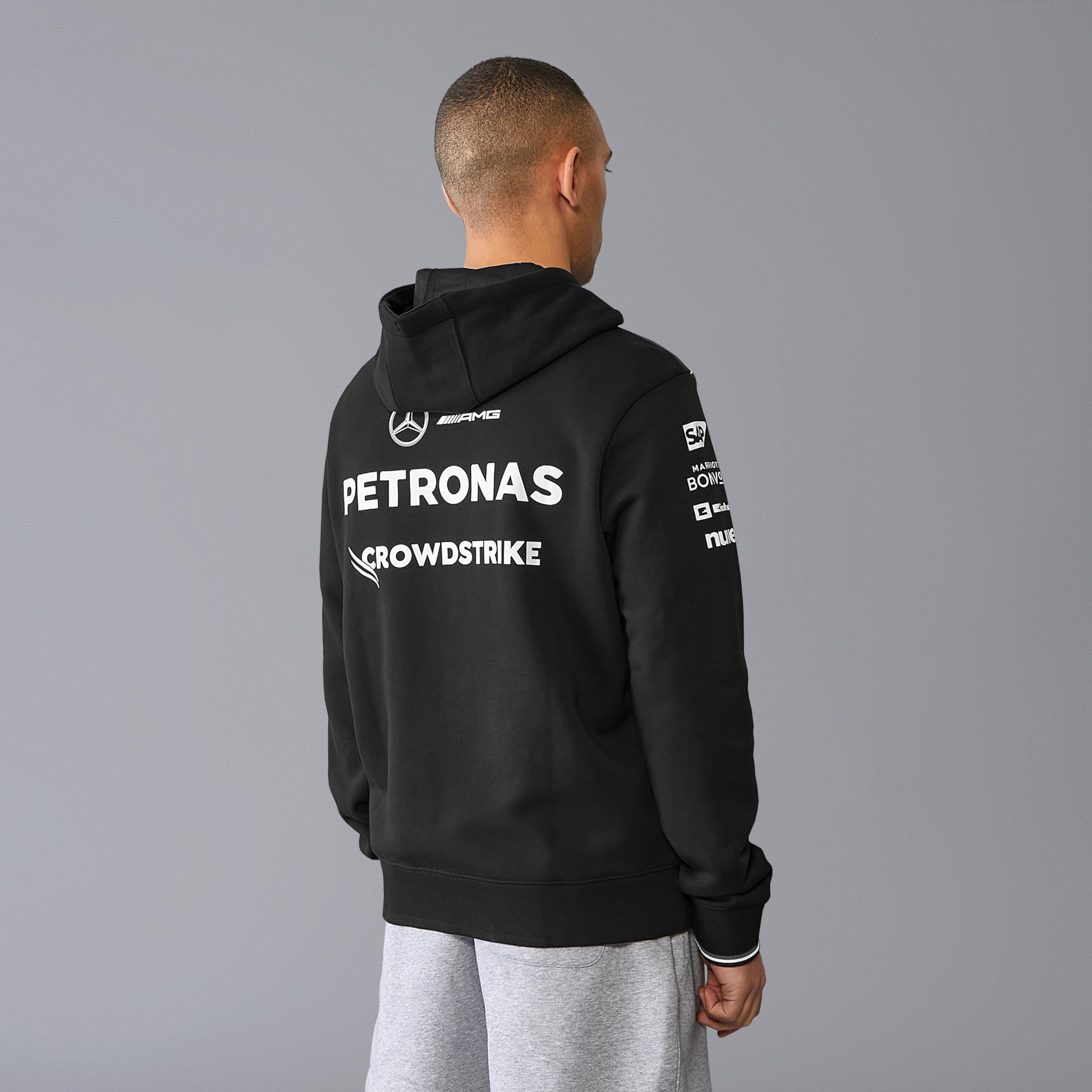 Mercedes AMG Petronas Sudadera con Capucha para Hombre F1 Team 2024 - Negro - Tamaño: XL