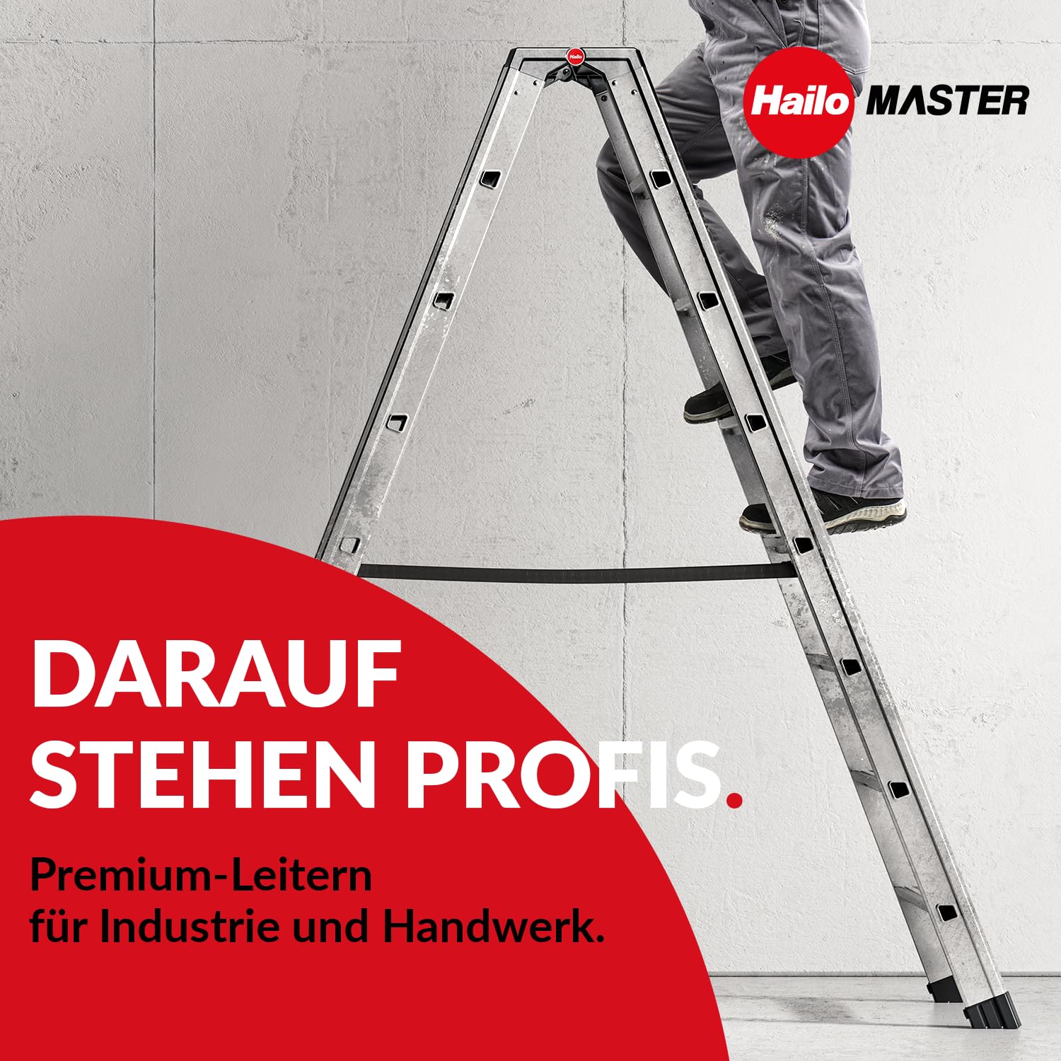 Hailo Master D70 Aluminium Doppelstufen-Trittleiter – kompakte & beidseitig begehbare Klappleiter - Rutschhemmende Stufen & gummierte Füßen - 2 x 3 Stufen - EN 14183 geprüft - belastbar bis 150 kg
