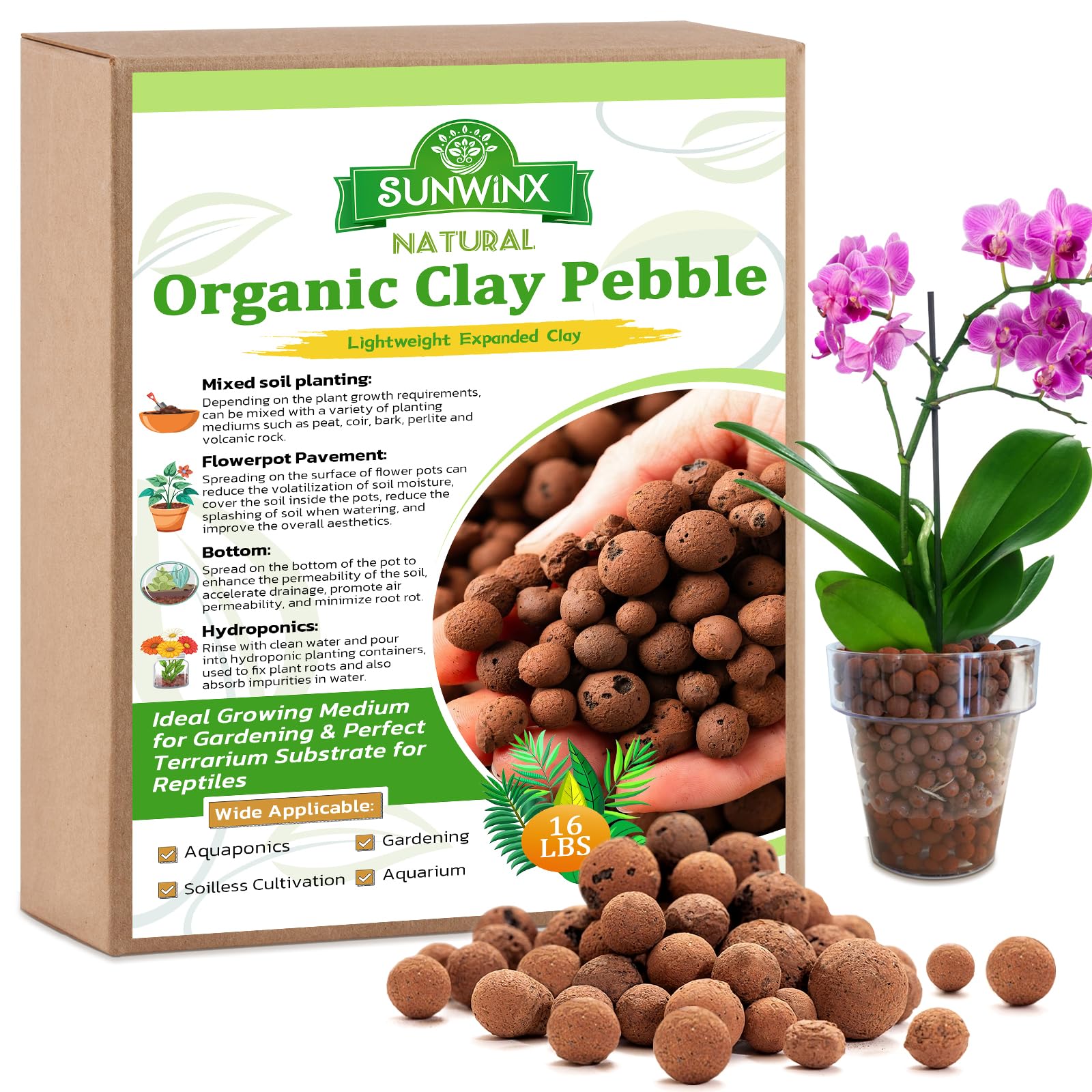 Sunwinx Natural Leca Clay Pebbles