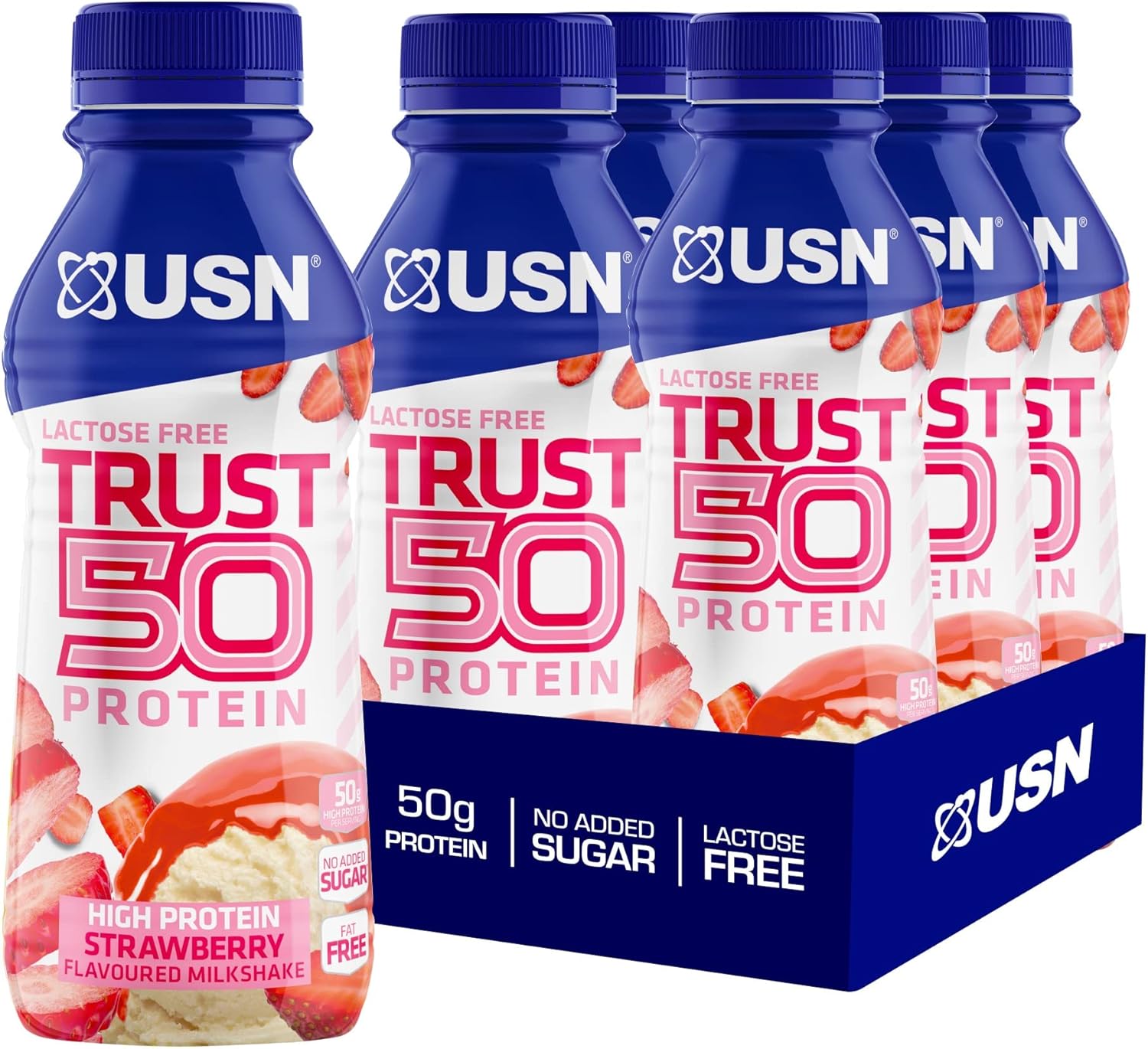 USN Trust 50 Premixed & Ready to Drink Protein Shake Bottles 6 x 500