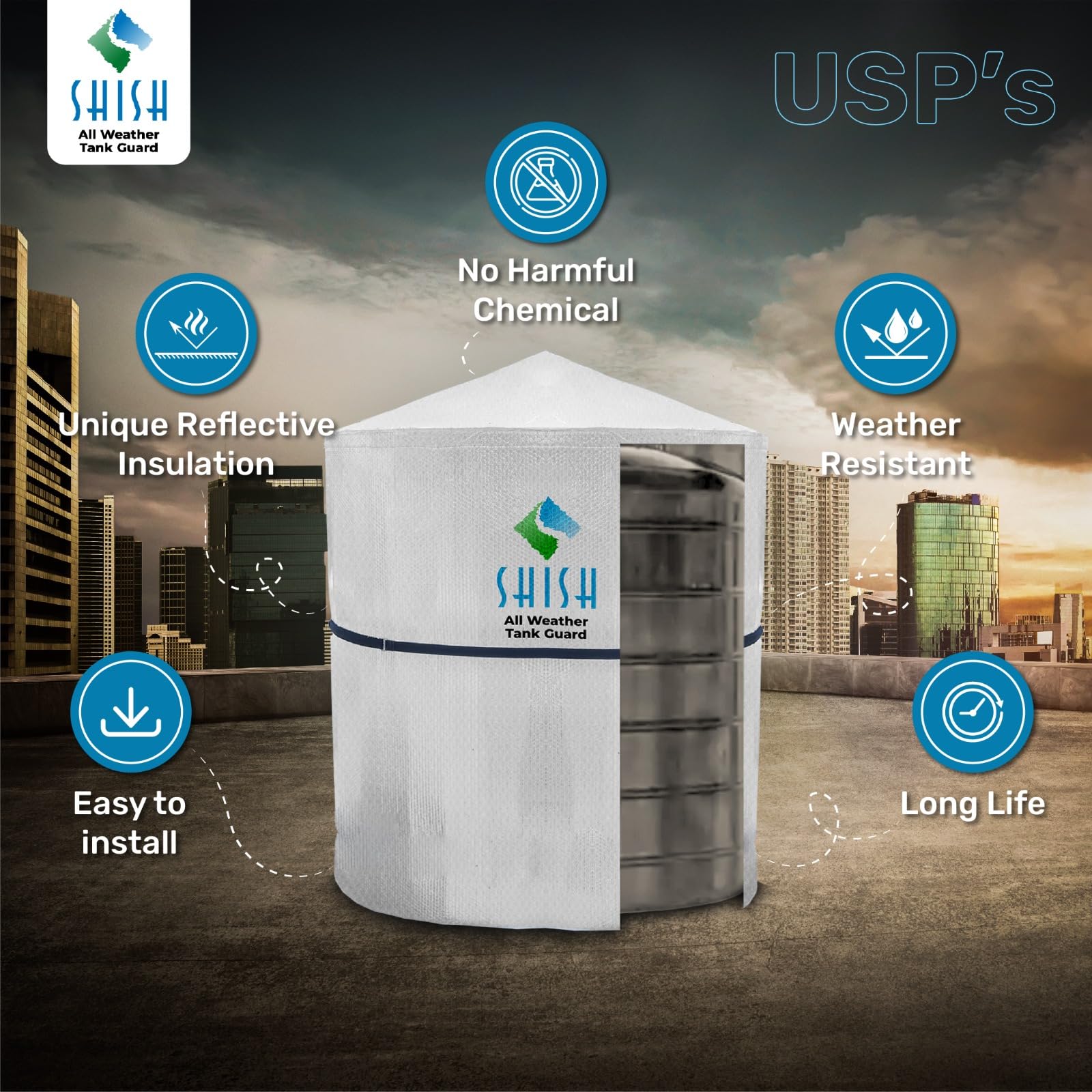 shish All Weather Tank Guard | 1500 LTR | roof top Water Tank Cover to  Protect Tank in hot and Cold Weather | Insulation Cover (1500 LTR) :  Amazon.in: Car u0026 Motorbike