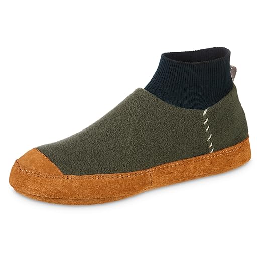 Acorn Unisex Polar Pair Ankle Fleece Slipper Sock, Dark Pine, 9-10 US Men