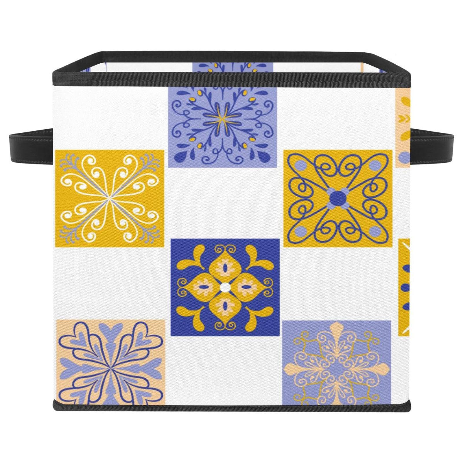 Boîte de rangement pliable Talavera panier en tissu carré à poignées