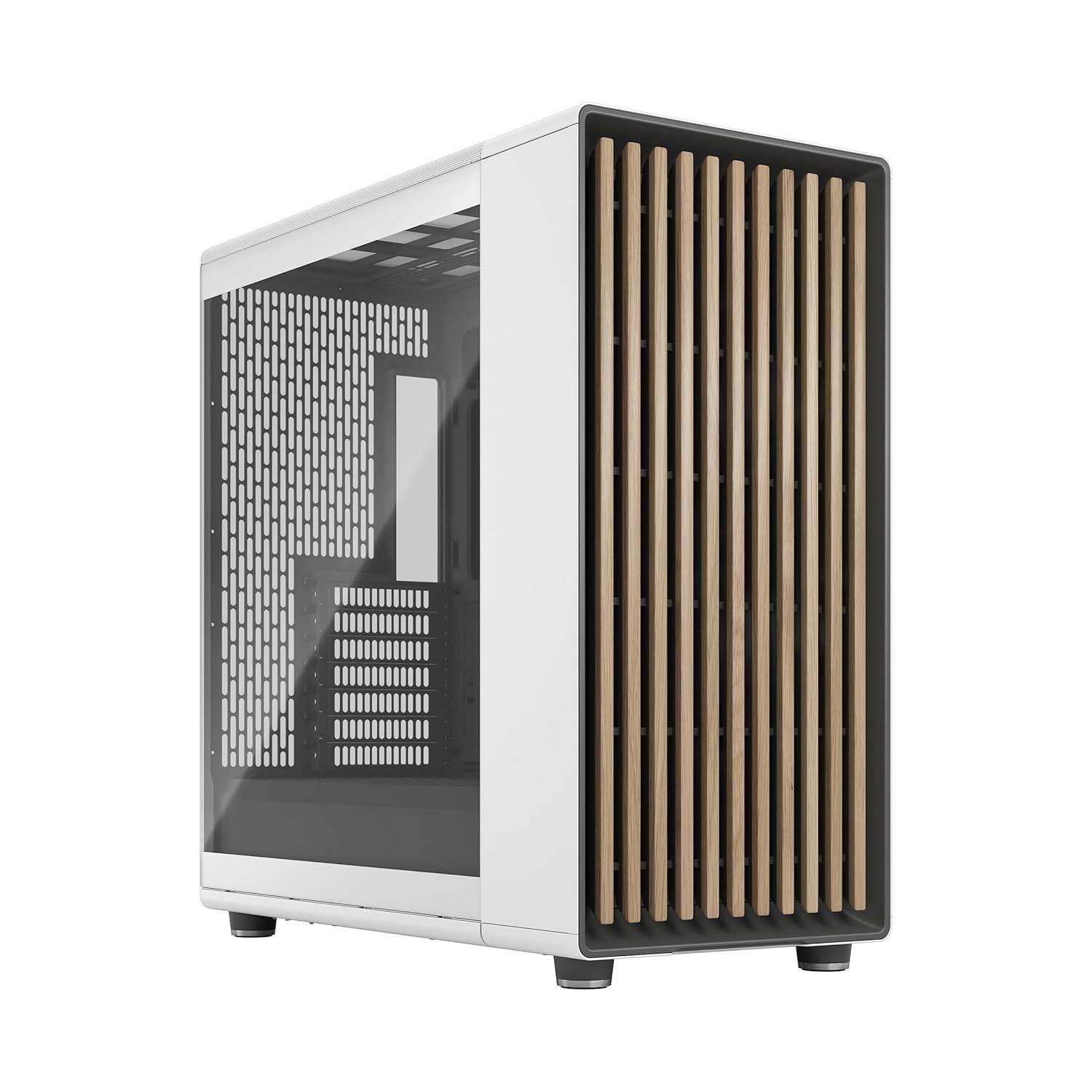 Fractal Design North XL Chalk White Tempered Glass | Oak Wood Front, 3X 140mm Aspect PWM Fan, E-ATX Airflow Mid Tower PC Gaming Case