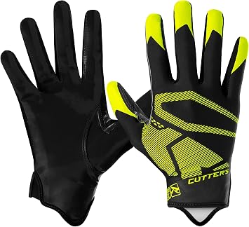 Cutters Football Wide Receiver Gloves. Rev 4.0 Ultra Grip No Slip. Youth and Adult Sizes 1 Pair.