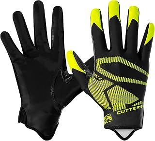 Cutters Football Wide Receiver Gloves. Rev 4.0 Ultra Grip No Slip. Youth and Adult Sizes (1 Pair).