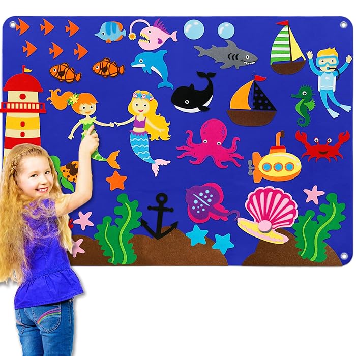 Buy Craftstory Ocean Animals Felt Board for Toddlers 3.5 Ft 41 Pieces Under The Sea Flannel