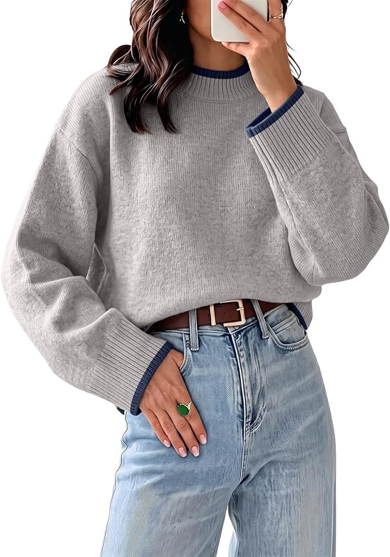 Sweaters for Women Fall Long Sleeve Oversized Knit Pullover Tops