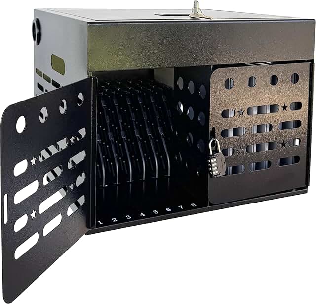 16-Device Charging Cabinet with Combination Lock – Secure Metal Laptop...