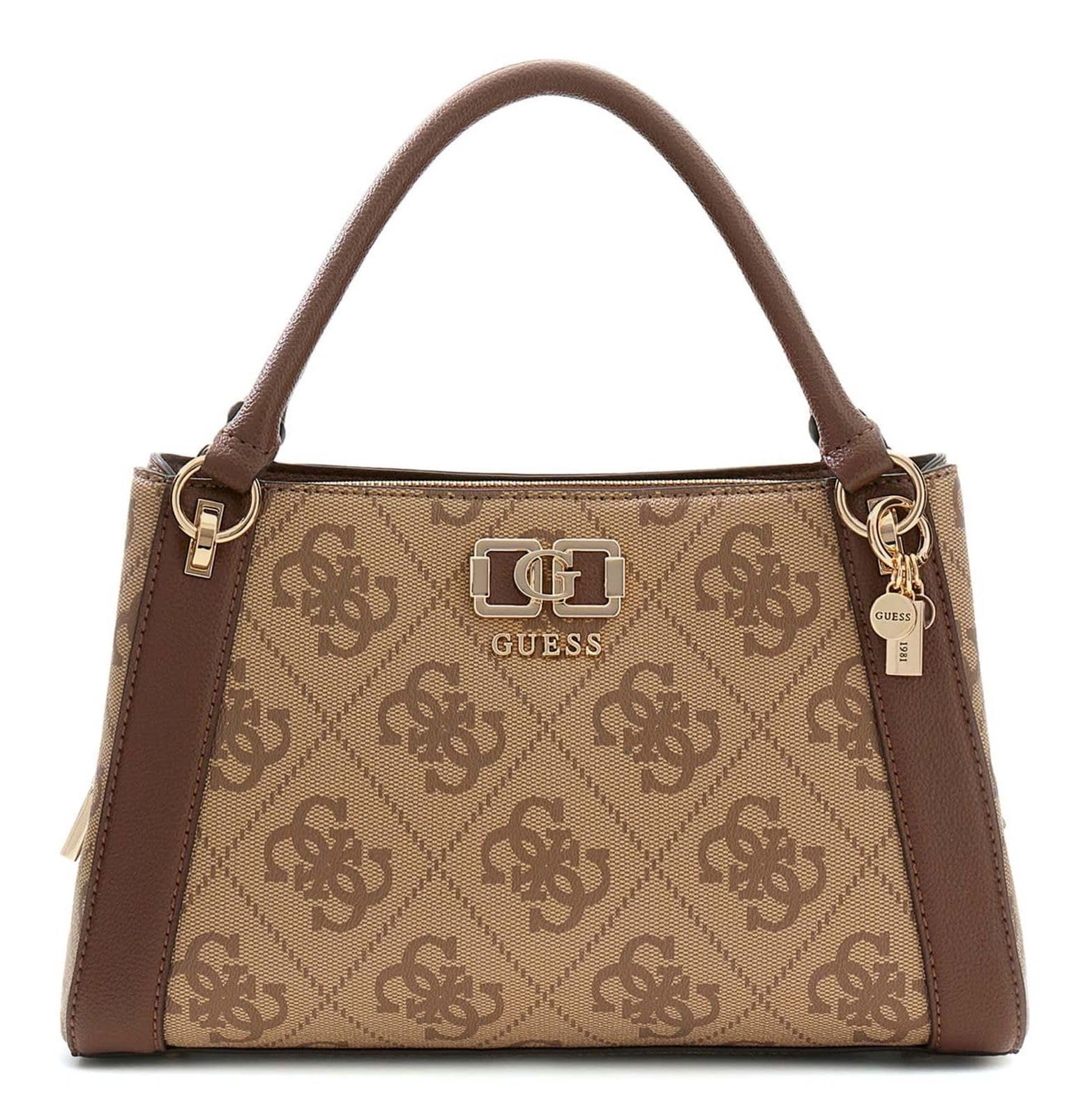 GUESS handbag shoulder bag karnilla logo girlfriend satchel latte logorown light brown
