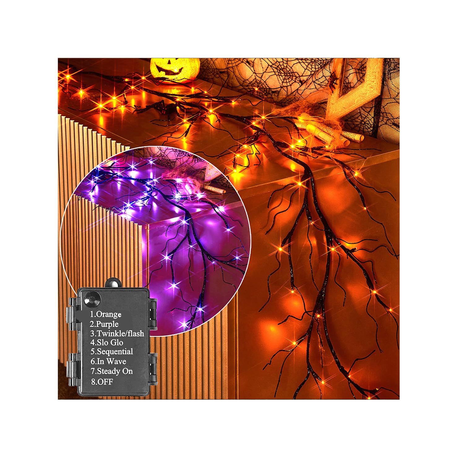 Guirlande d'Halloween bicolore Hairui pour illuminer facilement un coin sombre