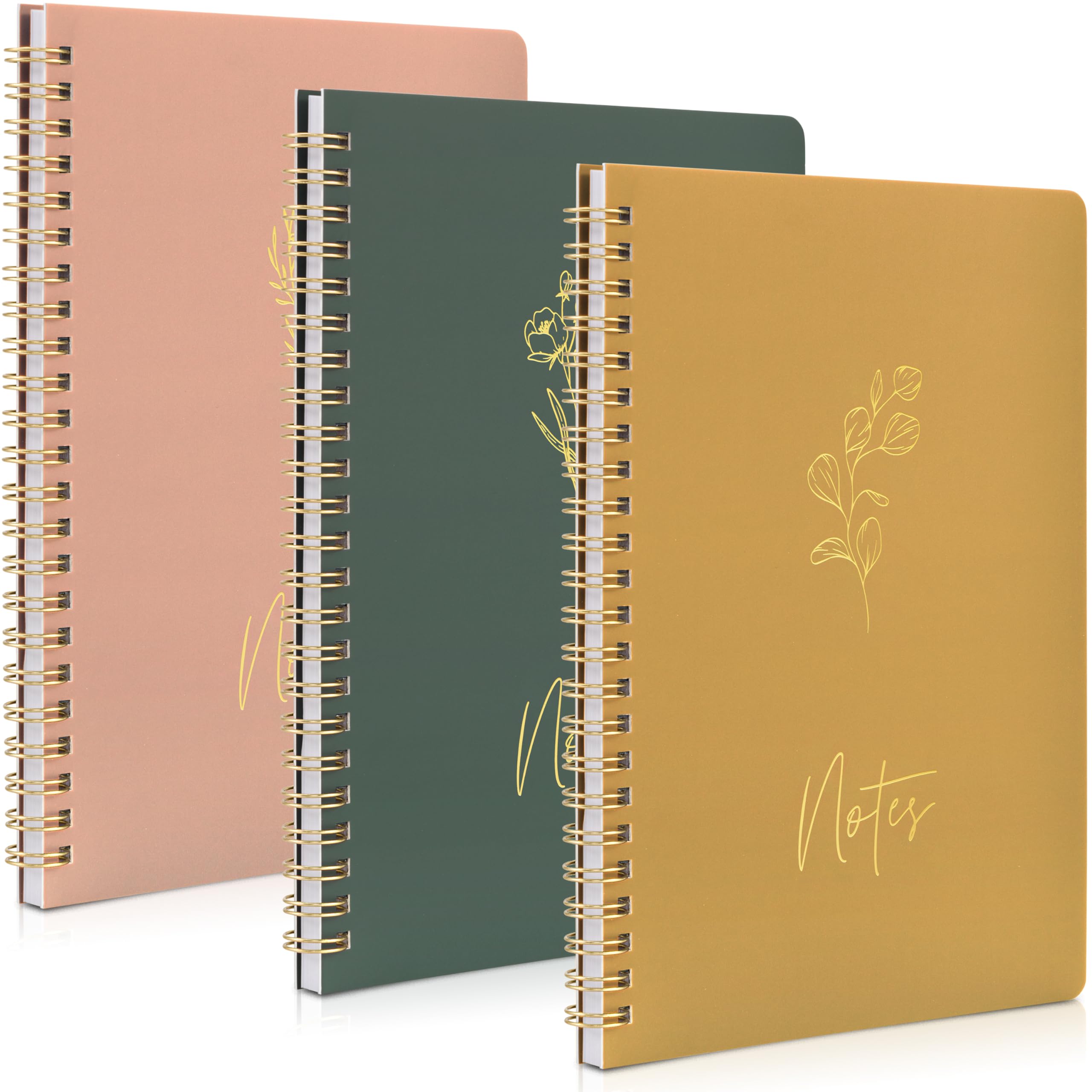 ZICOTO Aesthetic Spiral Notebook Set of 3 - Cute 8x6 College Ruled Journals with Pockets - Perfect for Women to Stay Organized at Work or School Spiral-bound