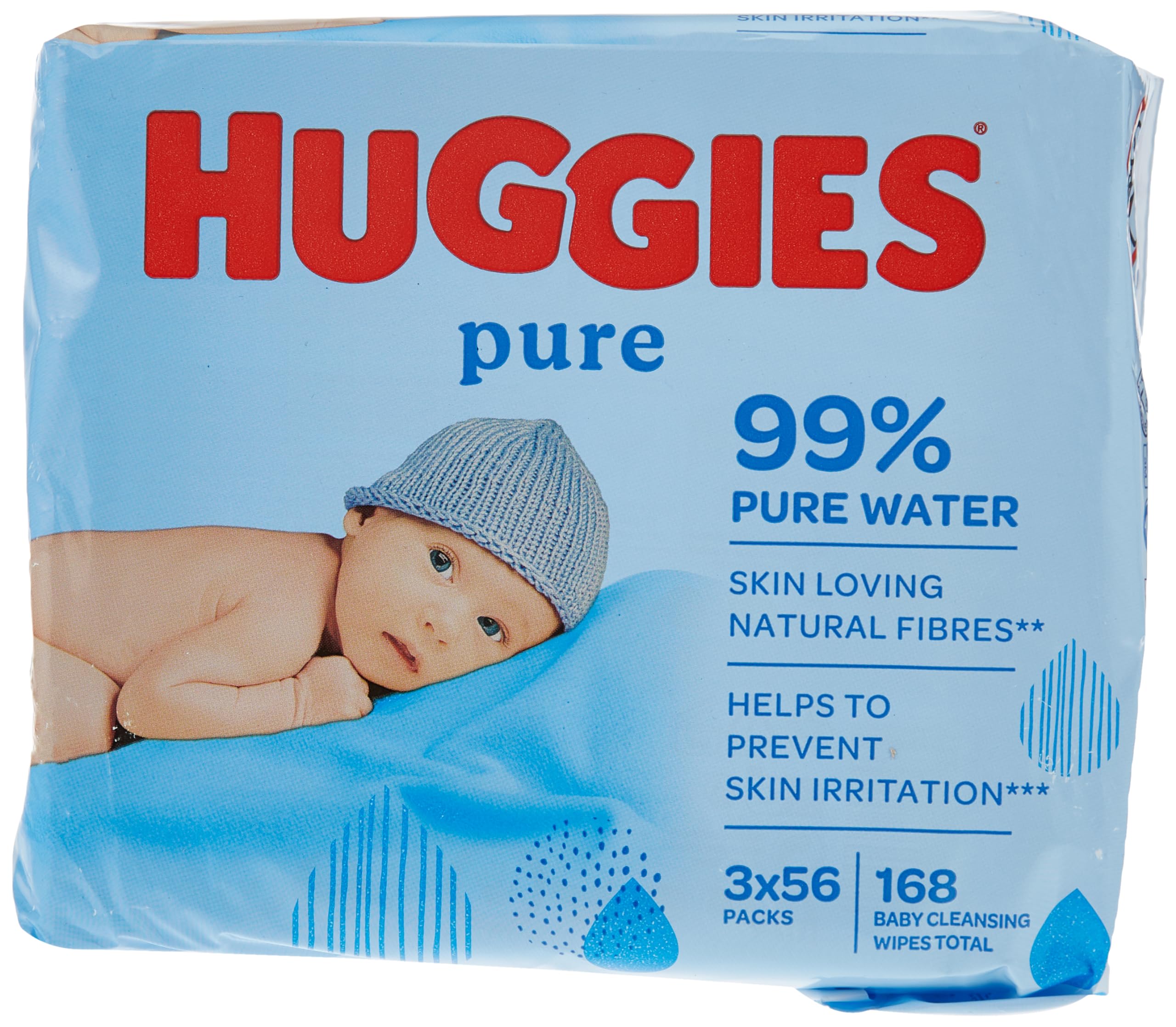Huggies Chusteczki nawilżane dla niemowląt, 12 x 56 wilgotnych chusteczek dla niemowląt, pudełko miesięczne
