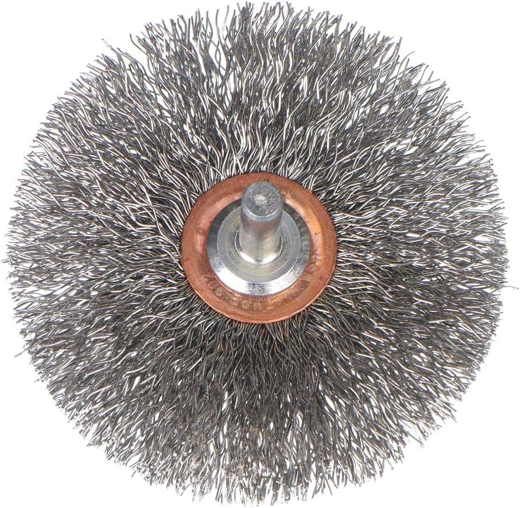 Weiler 17611 2" Stem-Mounted Wire Wheel, .0118 Stainless Steel, 1/4" Stem (CFX-2)
