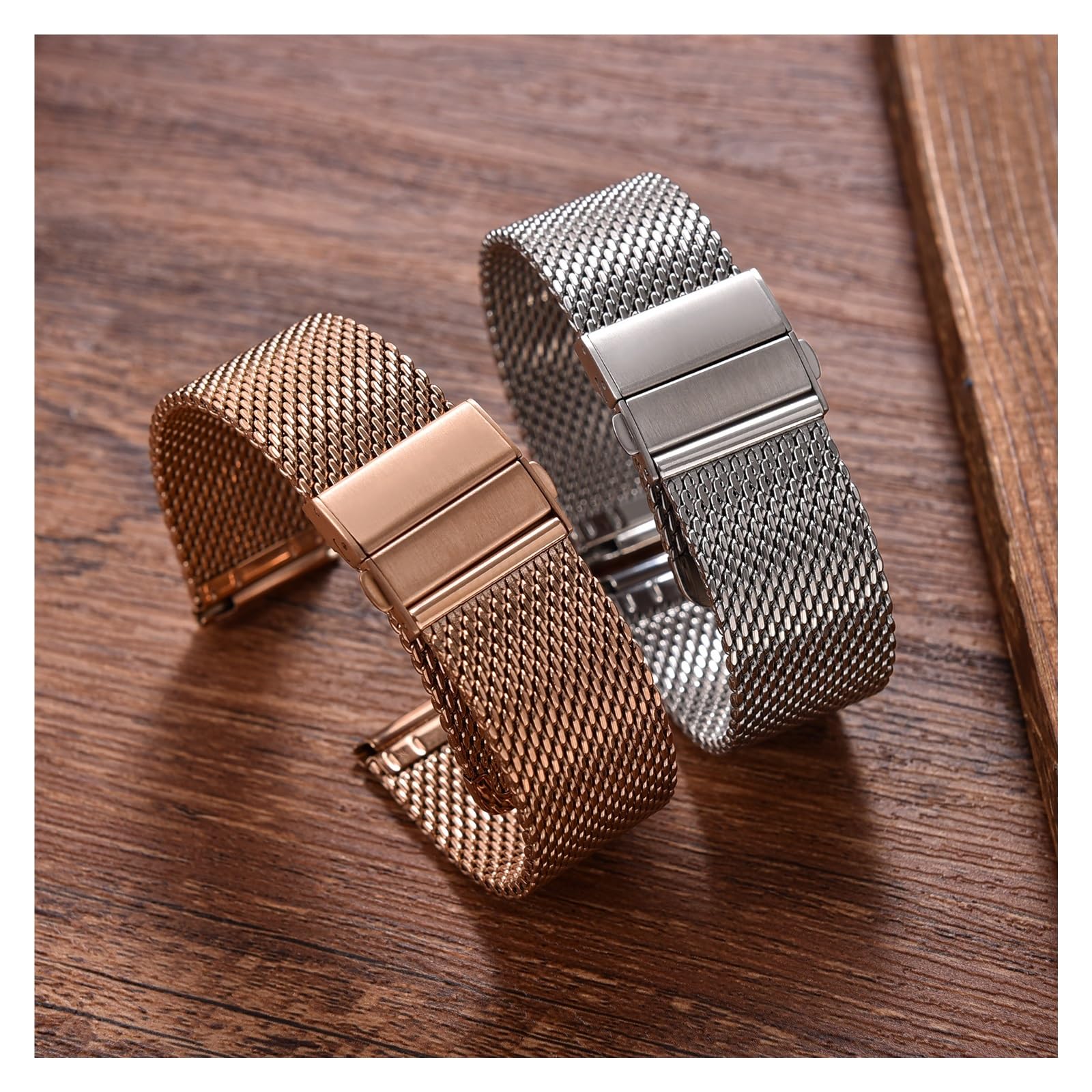 Correa de reloj de malla de acero inoxidable para hombres y mujeres, pulsera fina de liberación rápida de 18mm, 20mm y 22mm, correas de Metal