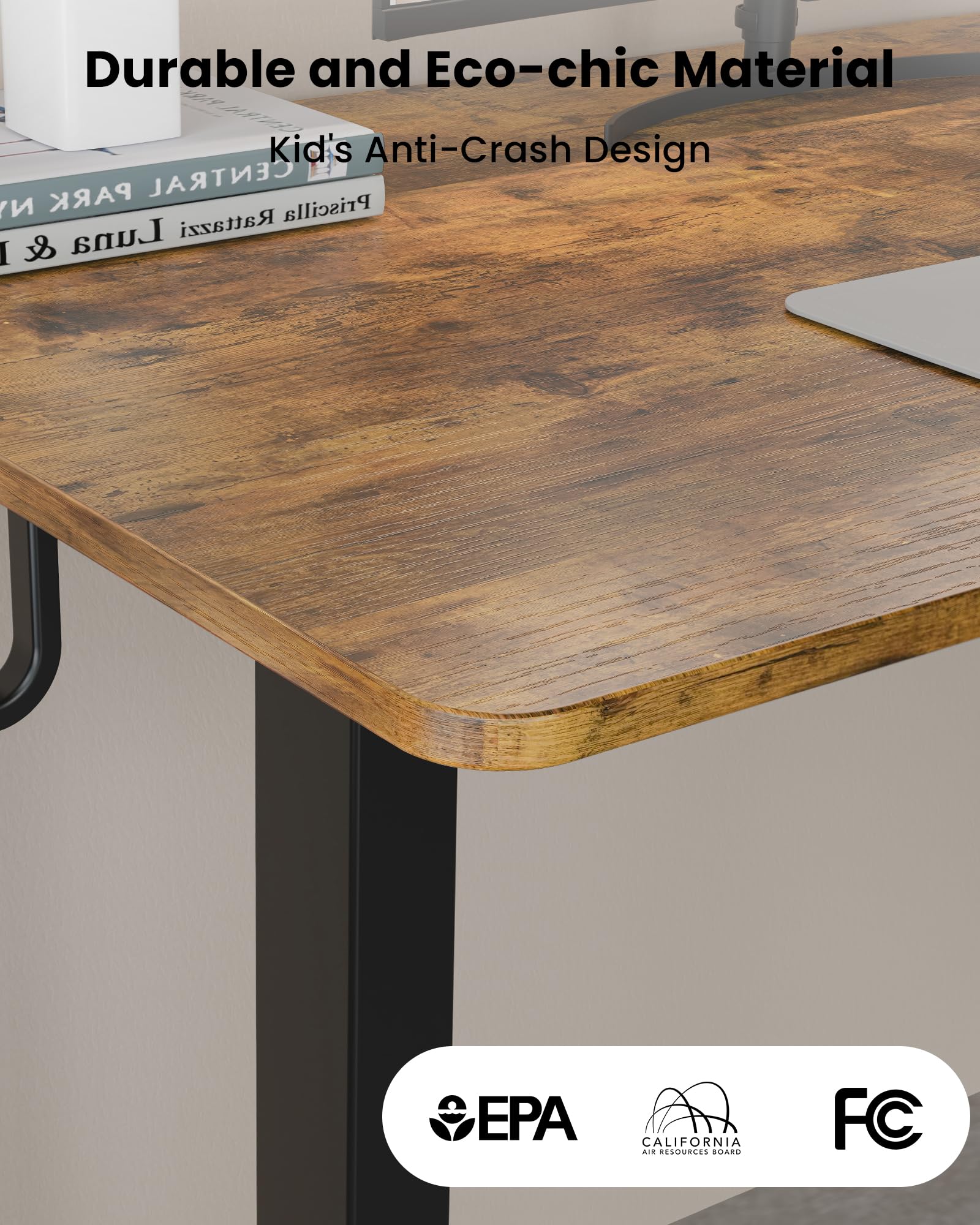 63 Inches Reversible L Shaped Standing Desk for Home Office Electric Height Adjustable Corner Computer Desk Sit Stand — view 9