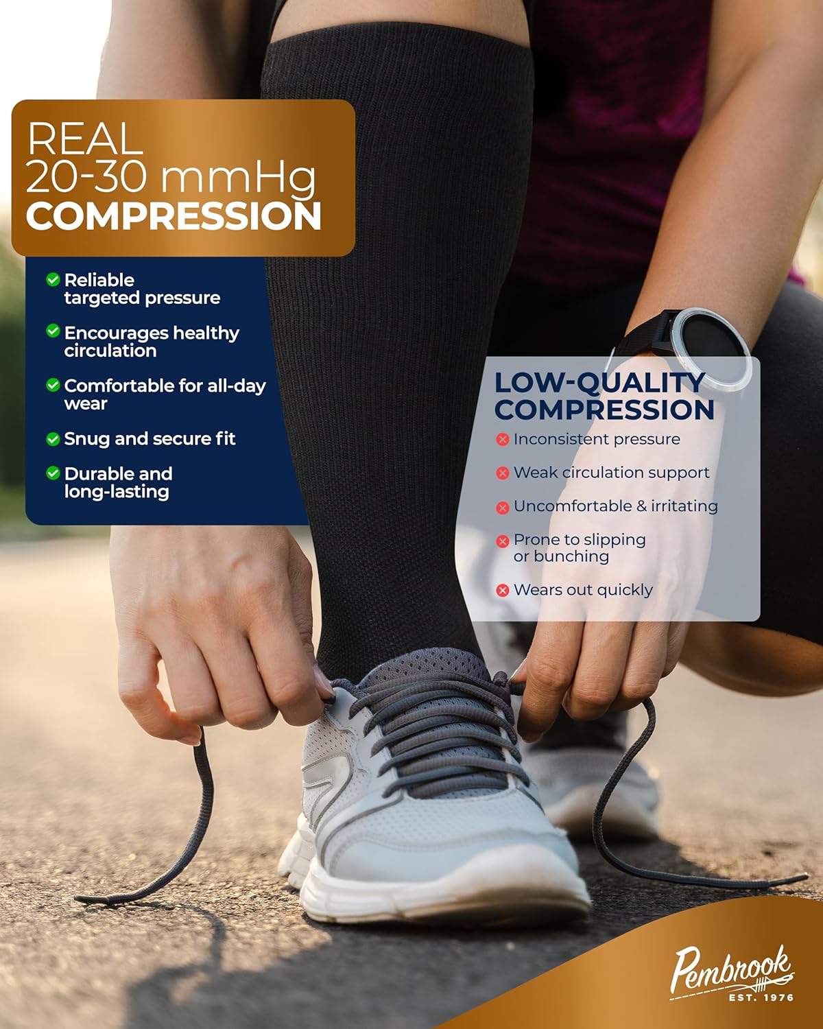 Pembrook 3 Pairs Copper Mens Compression Socks 20-30 mmHg, Running, Hiking, Athletic Cycling, Travel | Circulation Support - Image 3