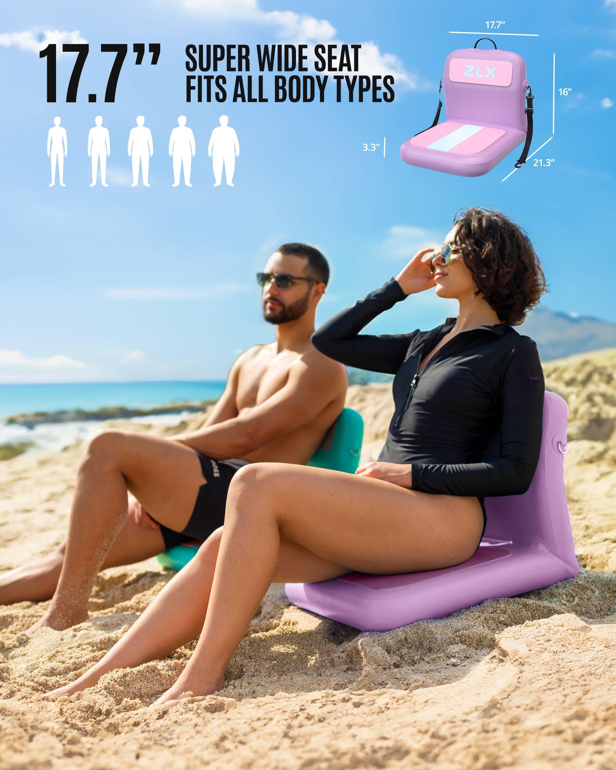 ZLX Asientos de Paddle Inflables con Soporte de Respaldo, Asientos Tabla Surf Portátiles con Bomba de Aire, Ergonómicos, Compatible con Canoa, Bote, Kayak