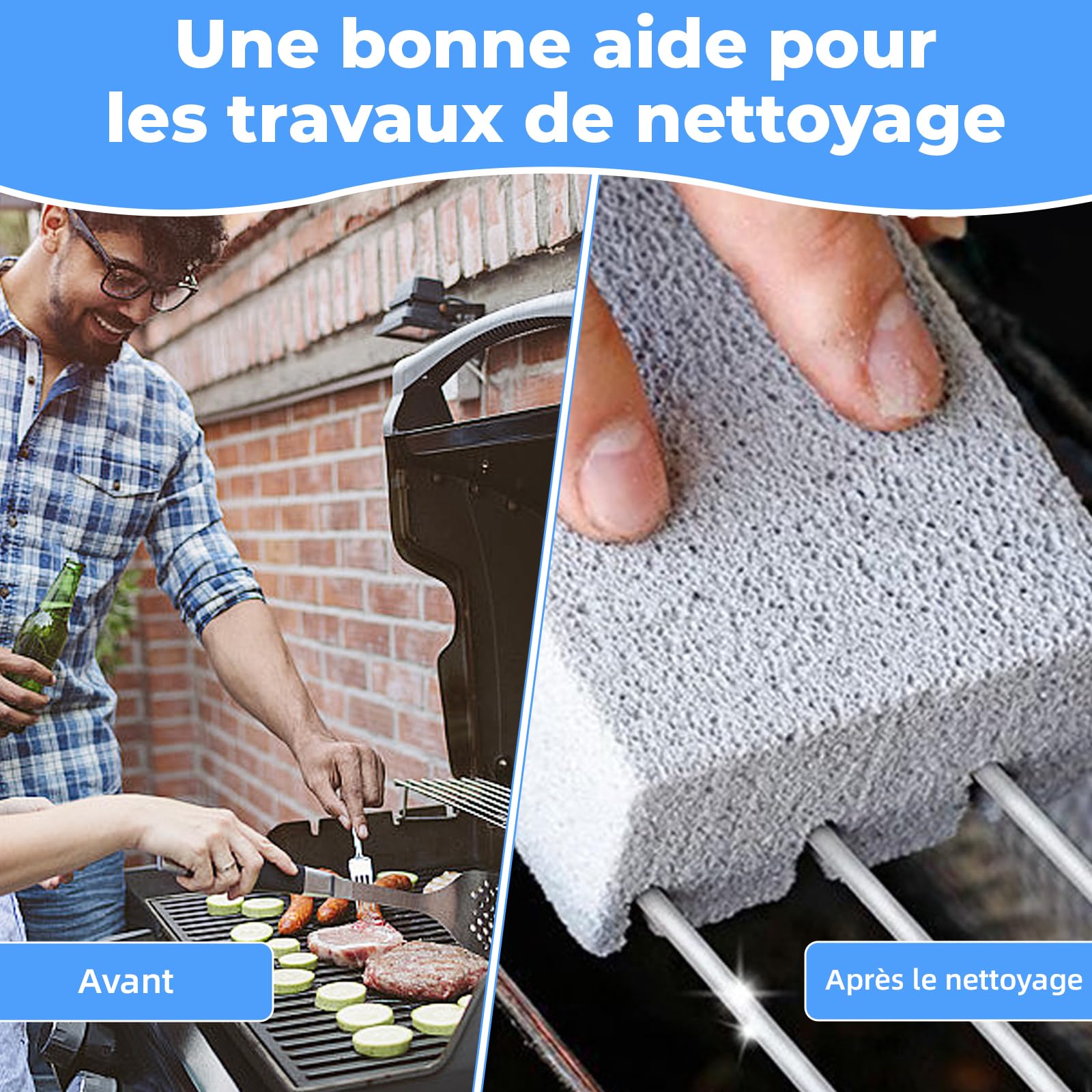 Xerteam Barbecue en Pierre Nettoyage 8 Pièces Blocs Pierre Ponce Réutilisables pour Four Grills