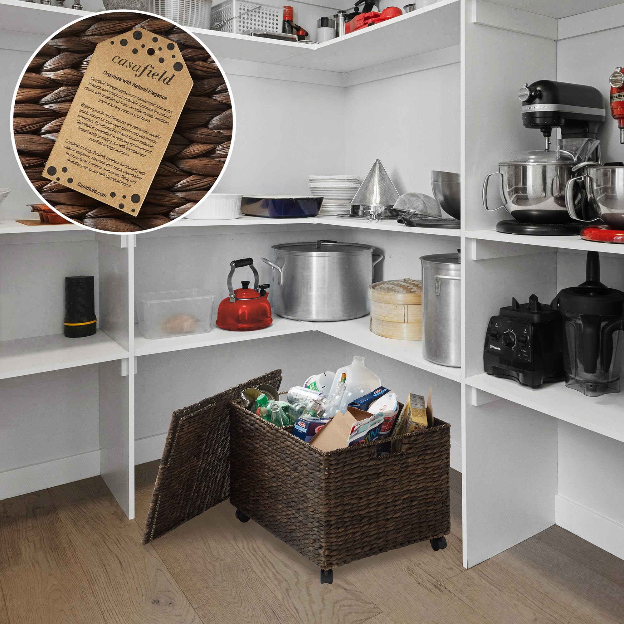 Amazon.com: Casafield Rolling Storage Basket Cart with Lid and