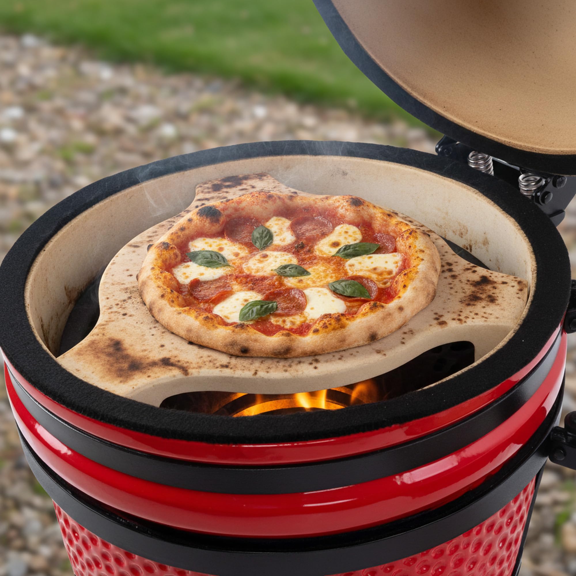 BBQ-Toro Pierre déflectrice de 24 cm de diamètre – 34 cm de diamètre – Pierre à pizza adaptée pour gril en céramique Kamado de 39 cm de diamètre | pierre déflecteur basse température pierre pour