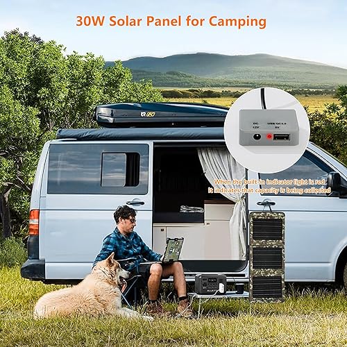 Miniatura 6 de Panel solar portátil de 28 W, panel solar para mochileros, cargador solar de puertos USB, carga rápida, impermeable, duradero, diseño plegable,