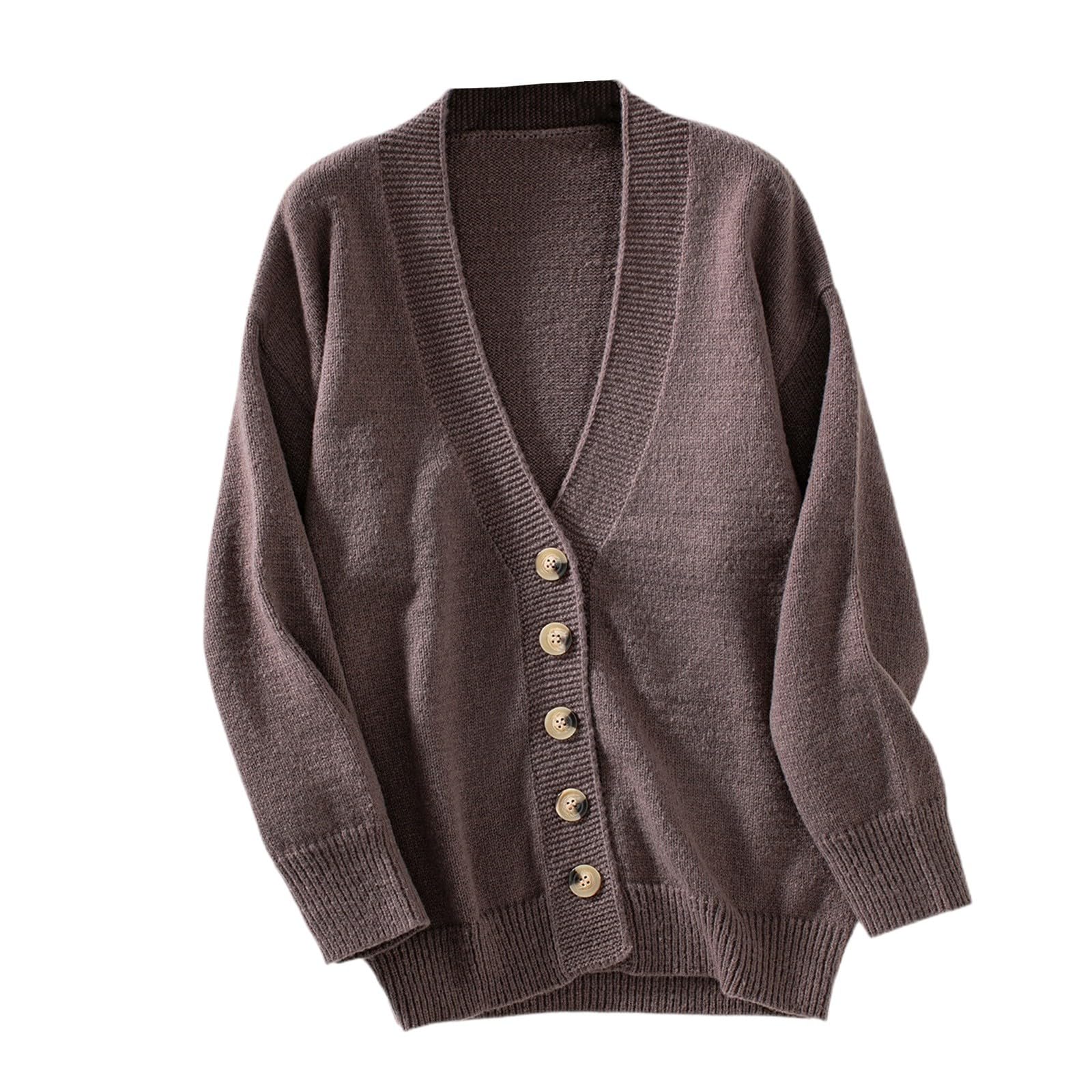 Strickjacke Damen Mit Knöpfen Leichte Jacke Langarm Übergangsjacke | Strickjacken Einfarbig Herbstjacke Damen Leicht Cardigan Casual Strickmantel Frauen V Ausschnitt Damenstrickjacke Knöpfe