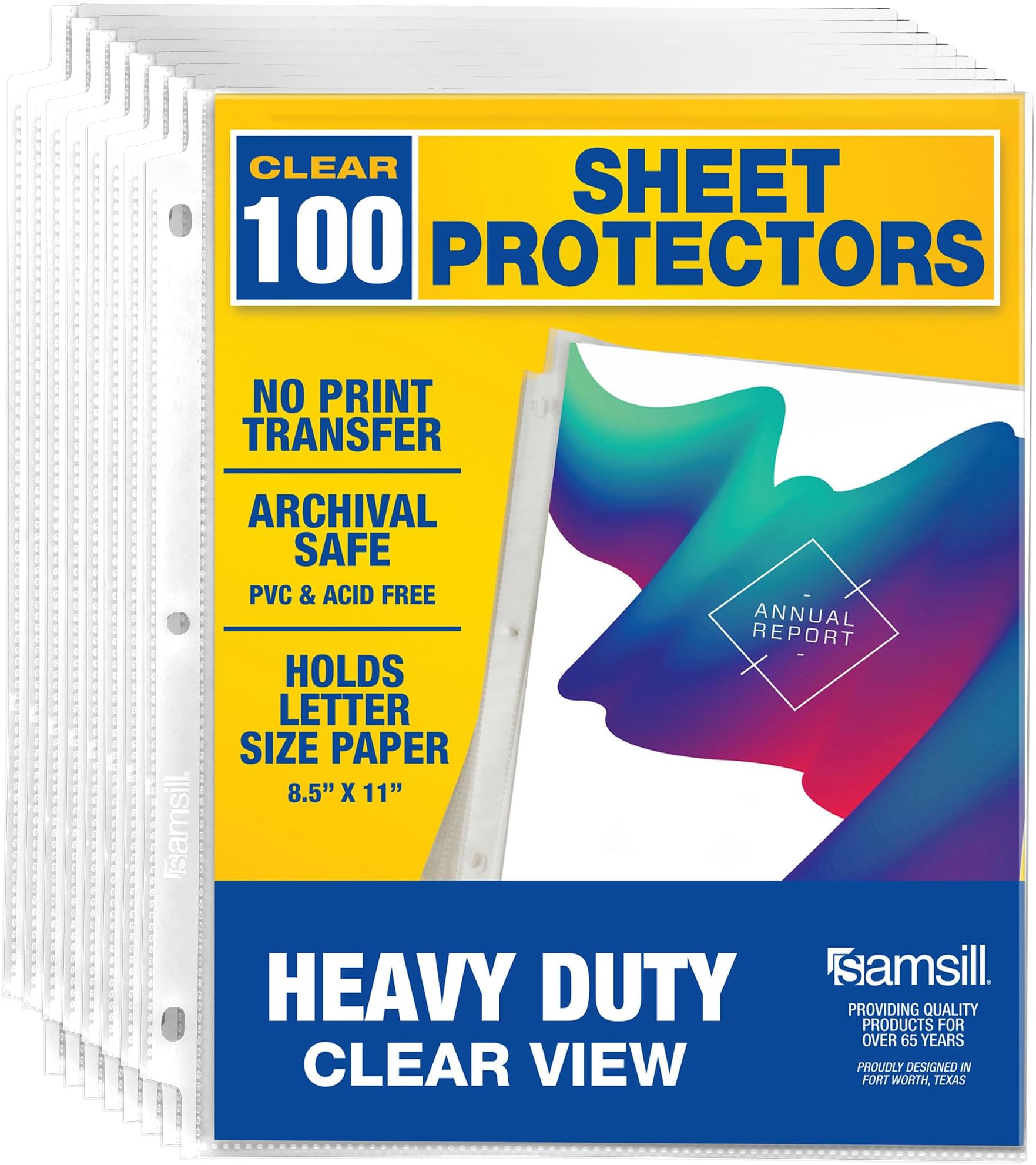 Samsill Heavy Duty Sheet Protectors for 3 Ring Binders, 8.5 x 11 Clear Page Protectors, Plastic Sleeves & Report Covers, Acid Free Archival Safe Document Protectors