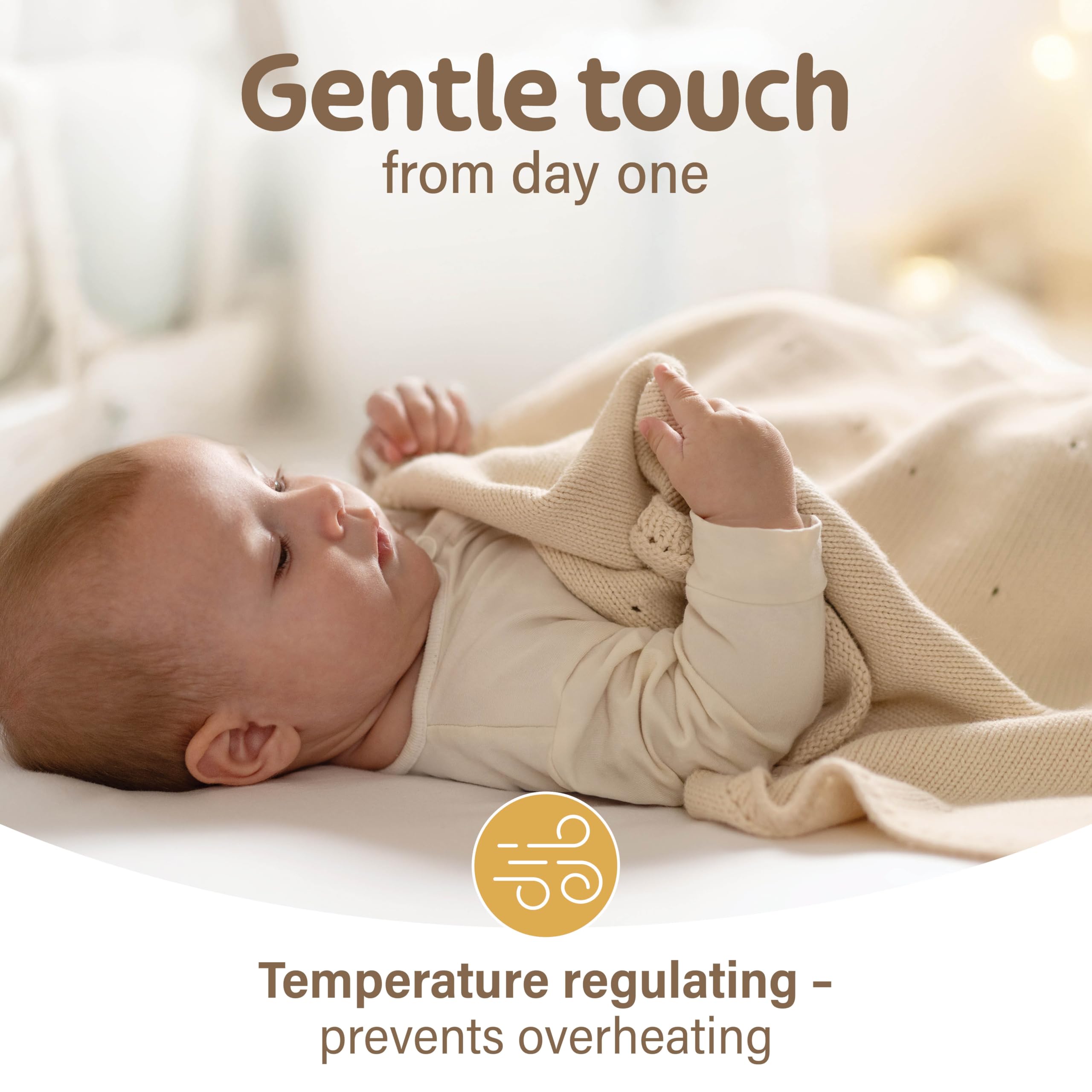 Merle Toys® Manta para bebé de algodón 100% orgánico, con certificación GOTS & Oeko-Tex, manta para recién nacidos, manta para bebé, manta de algodón orgánico, color blanco perla