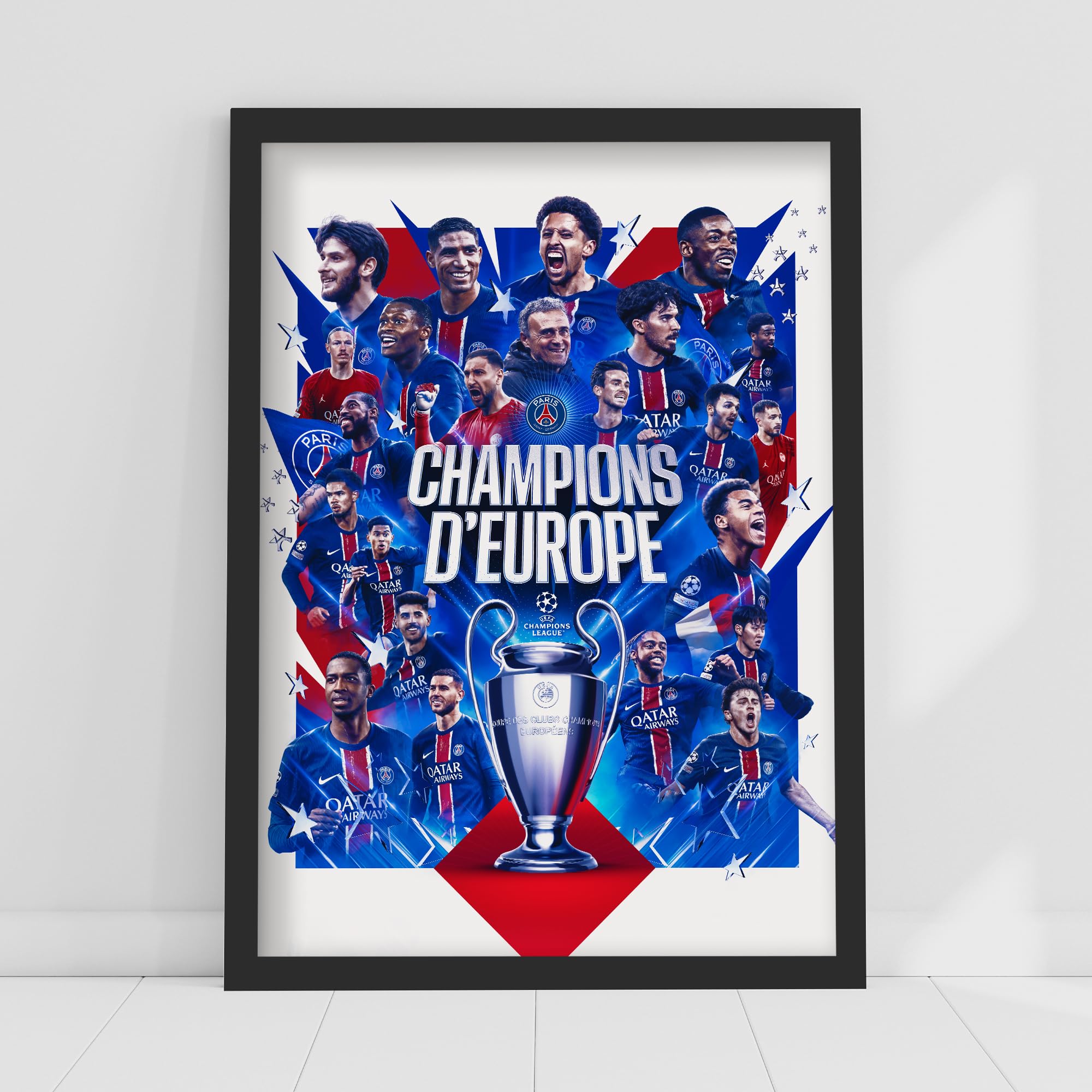 Themed Paris Saint-Germain Print - Champions of Europe 2025 Poster PSG Art (42cm x 59.4cm - A2)