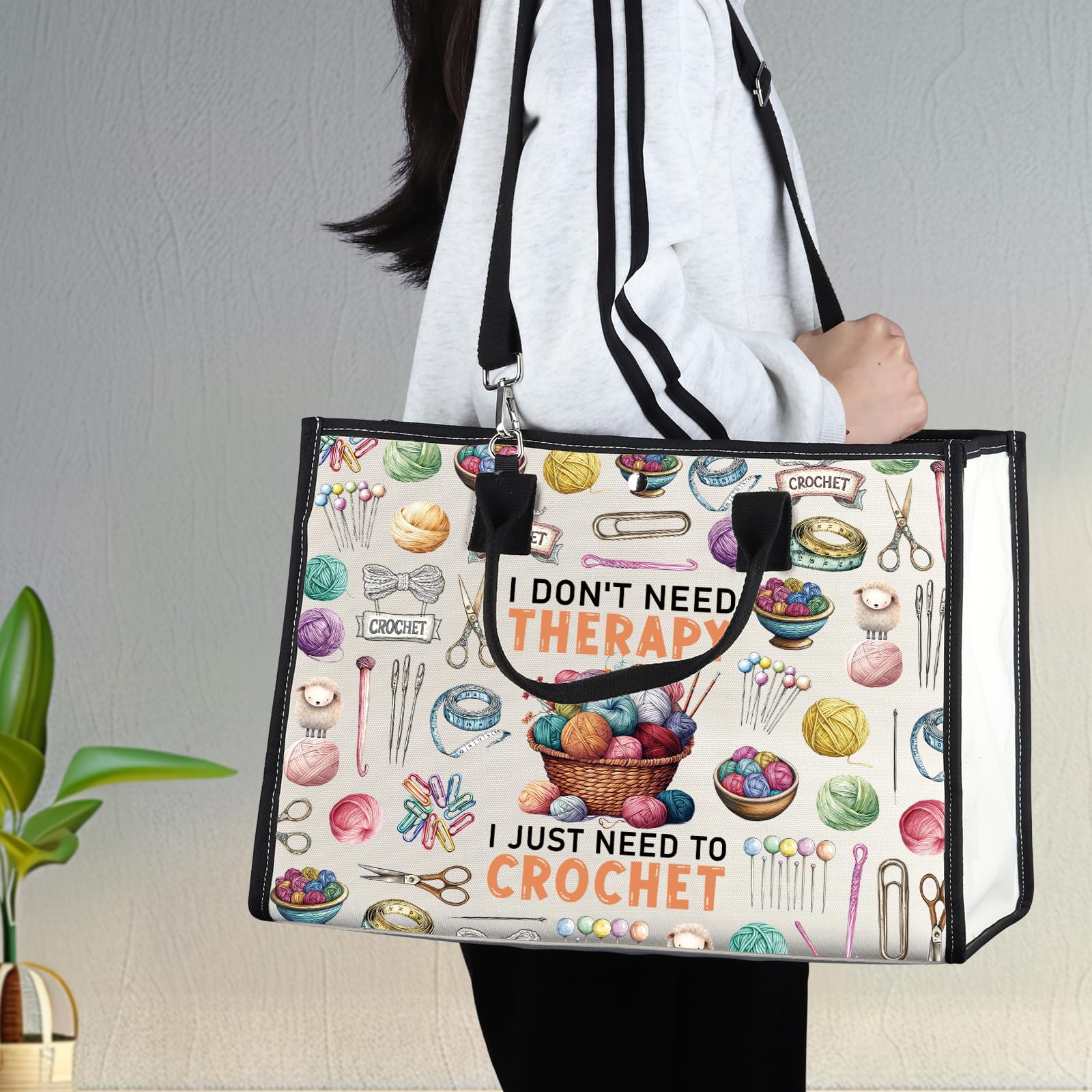 MYSOMY Crochet Lover Makeup Bag Funny Crochet Gifts Cosmetic Bag Crocheter Gift Crochet Tool Bag Crocheting Supplies Bag (I Don't Need TG UK) - Image 4