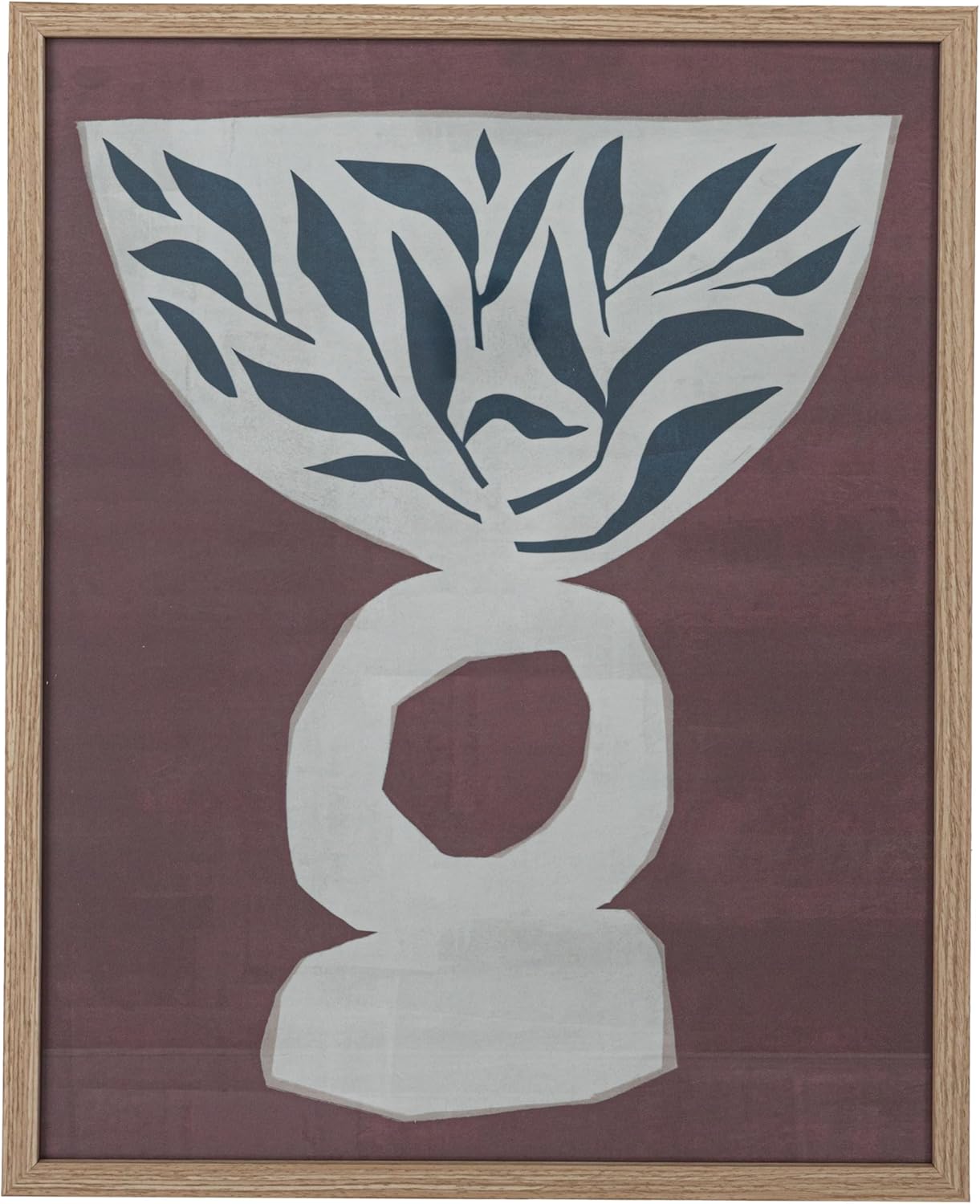 Creative Co-Op Reclaimed Wood and Glass Wall Art with Vase and Leaves, Multicolor