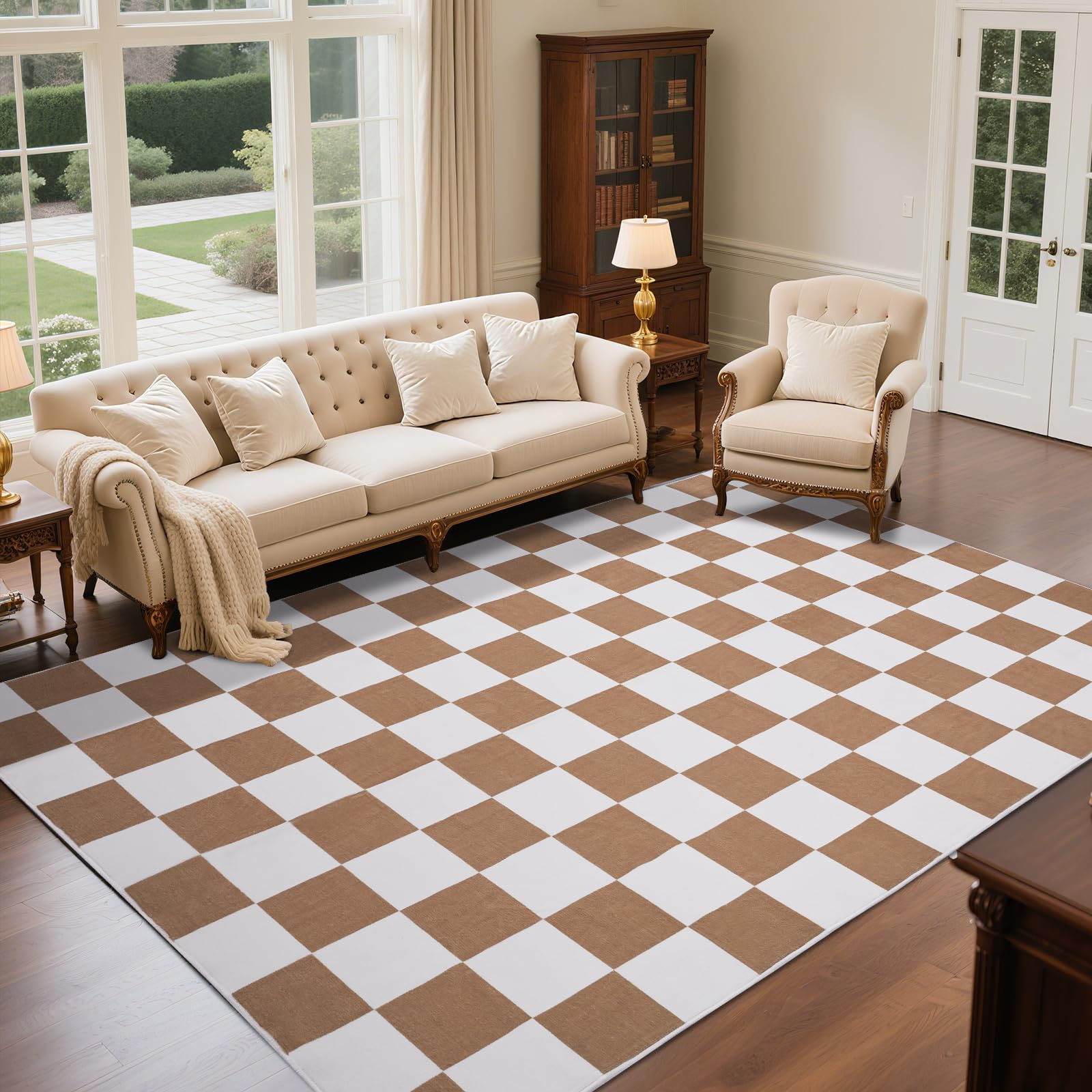 Wohnzimmerteppich 200x280 cm, waschbarer geometrischer Teppich fürs Schlafzimmer, kurzflorig, weich und rutschfest, abstrakter großer Teppich für Klassenzimmer, Esszimmer, Büro, Kinderzimmer, Blau