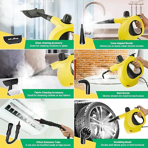 Miniatura 7 de Comforday Limpiador de vapor multiusos de 1500 W con accesorios de 17 piezas, vaporizador doméstico con tanque de 1.5 L y cable de 9.8 pies,
