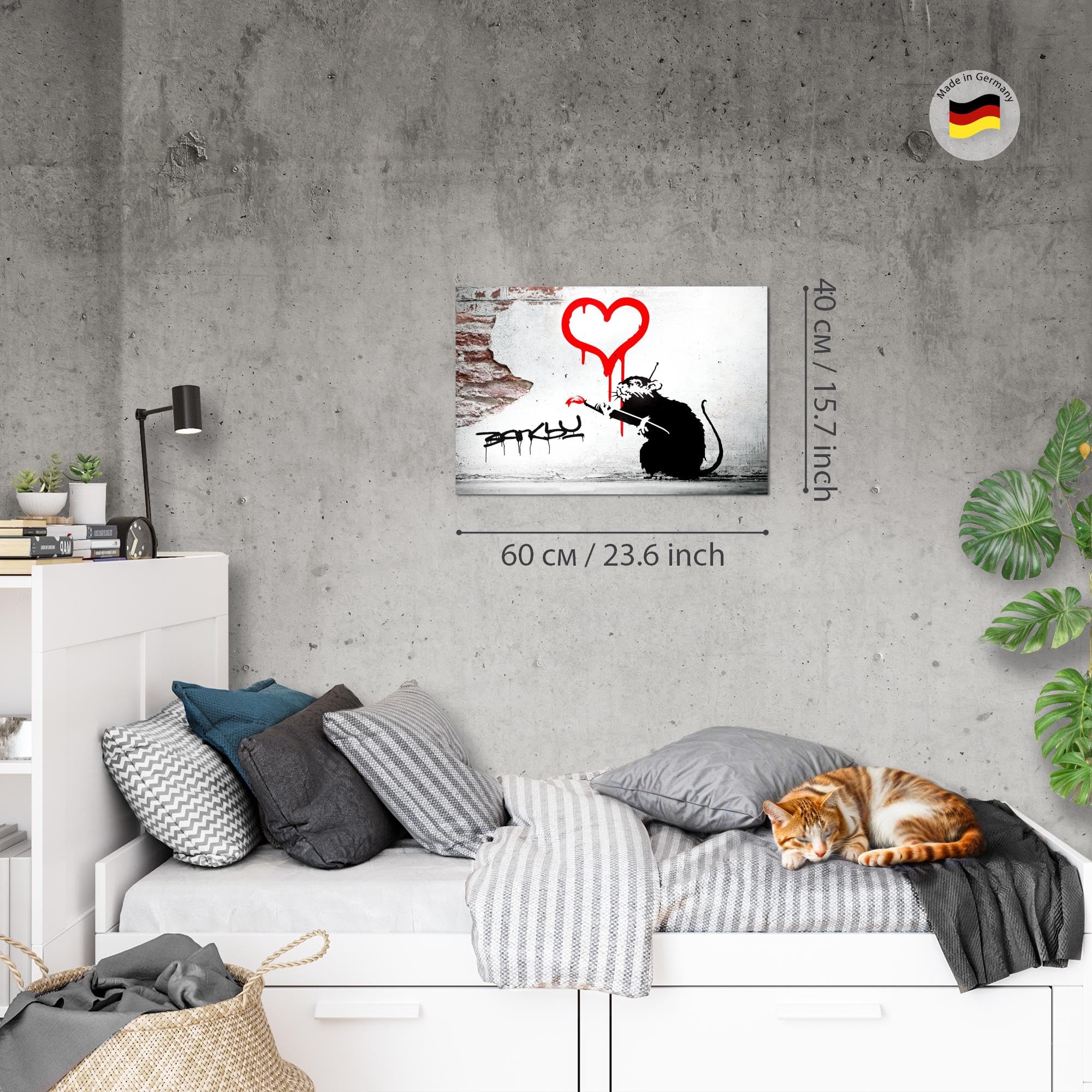 Schilderij Maid Banksy Modern Schilderijen - 100% Made In Germany - Vriendelijk Zwart en wit Hal 301715c