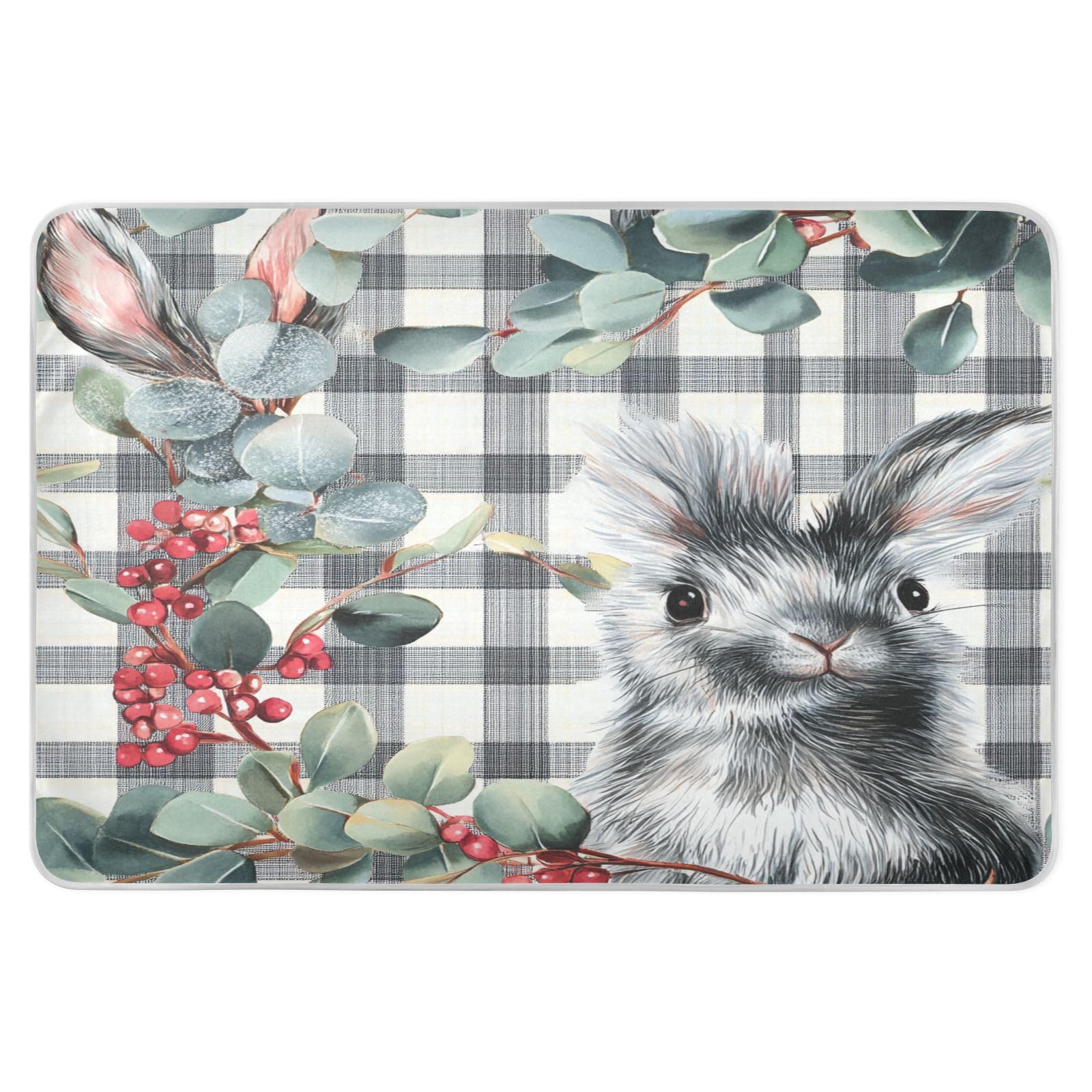 Extra Large Resuable Training Pee Pads for Kids Water Resistant Crib Pee Mattress Pad Leakproof Quick Drying Pad Liner for Children Adults Pets 52x34in Buffalo Plaid Rabbit Bunny Eucalyptus Easter