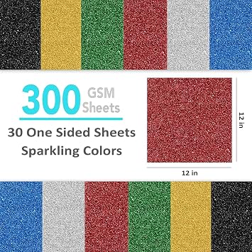 SANZIX 30 Sheets Red Glitter Cardstock Paper 12x12 300GSM for Christmas